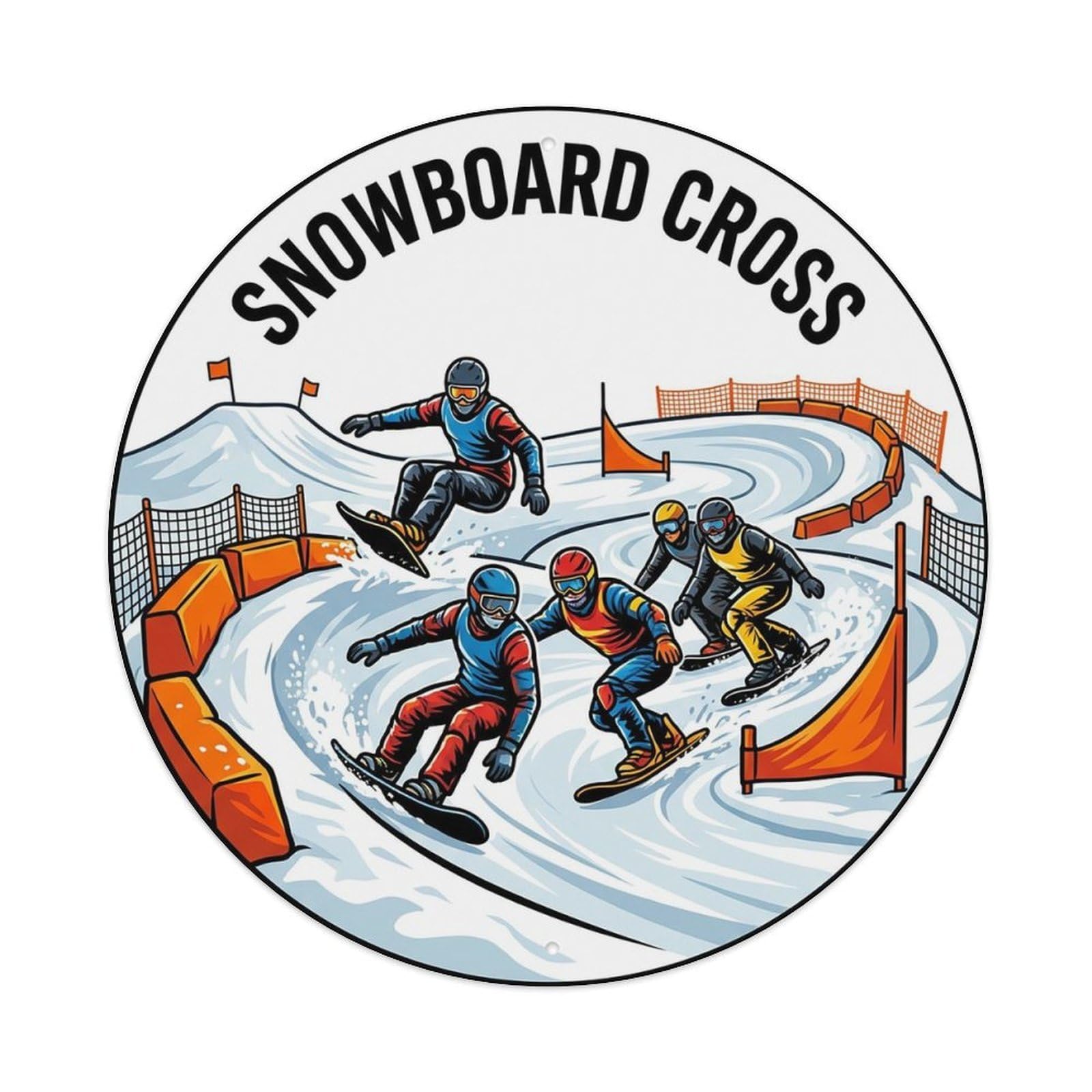 Vintage Snowboard Cross Extreme Sports Vintage Metal Tin Sign Plaque Wall Decor for Cafe, Club Bar, Office, Garden Metal Poster 8x8Inch