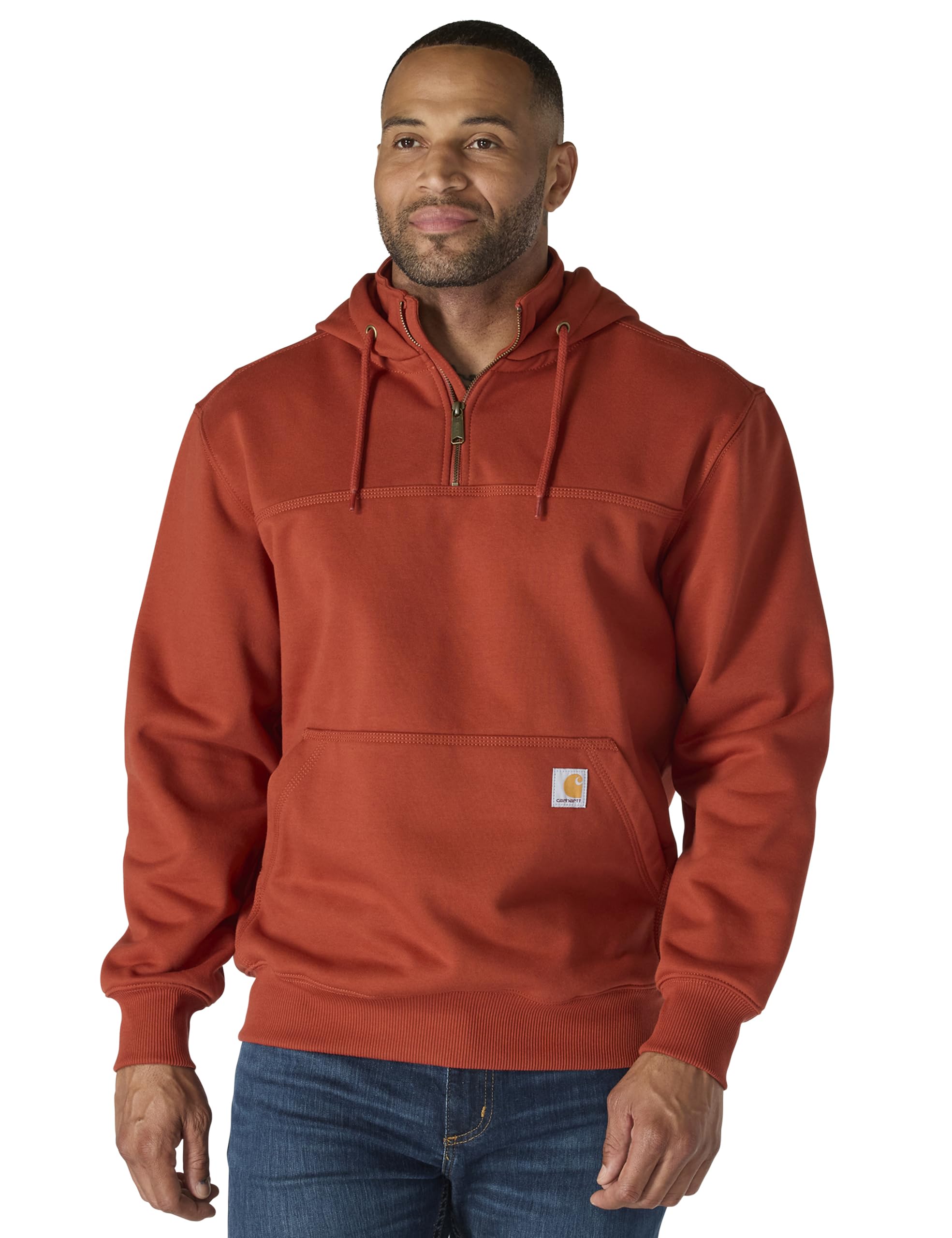 Carhartt Men's Rain Defender Loose Fit Heavyweight Quarter-Zip Sweatshirt, Spice Red, L