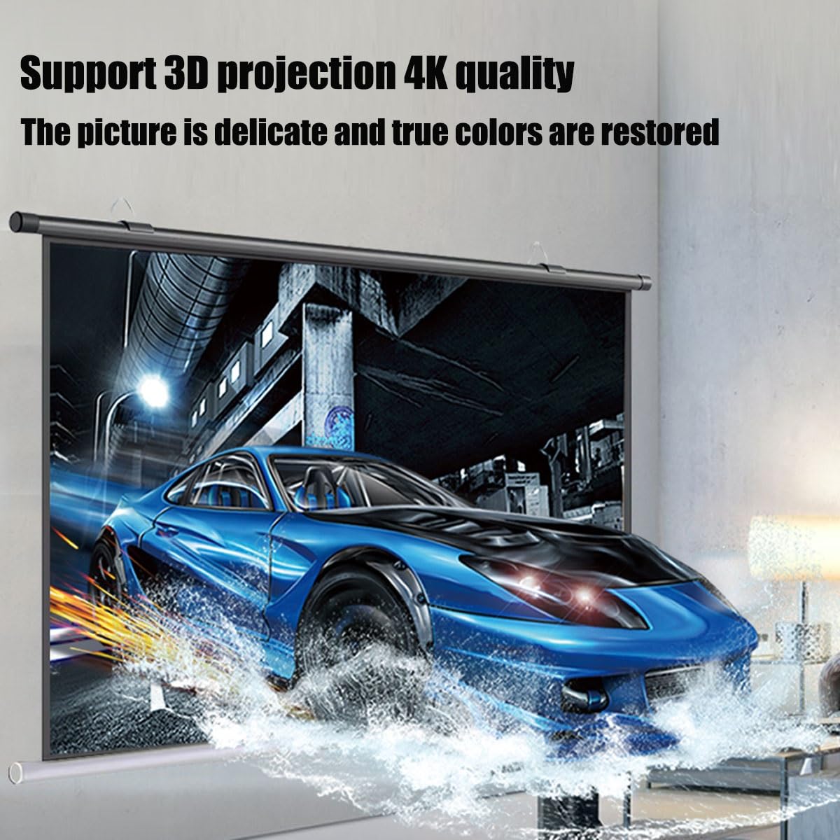 Schermo di proiezione 60 Pollici formato 4:3/16:9, telo proiettore Portatile per videoproiettore Full HD 3D 4K, Home cinema theater ufficio Schermo Proiettore Anti-piega (Size : 72" (4:3))