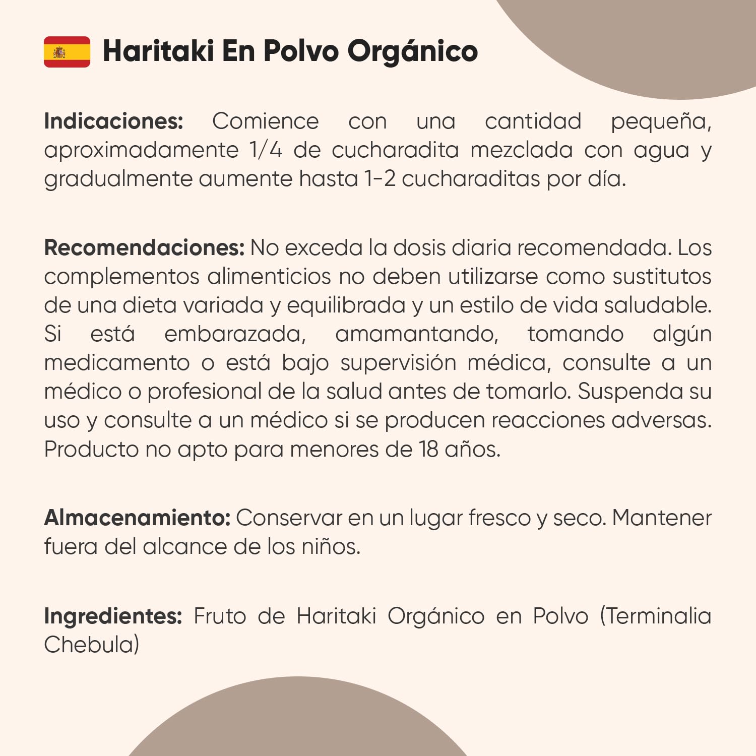 Haritaki en Polvo BIO con Certificado Orgánico 200g, Terminalia Chebula - Apto para Veganos, Certificado por la Soil Association, Hasta 2 Cucharadas al Día, Sin Gluten ni OGM