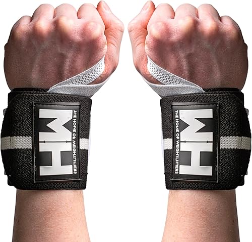 Weightlifting House Muñequeras, correas para levantamiento de pesas, hombres y mujeres, soporte profesional de muñeca de gimnasio de 18 pulgadas con