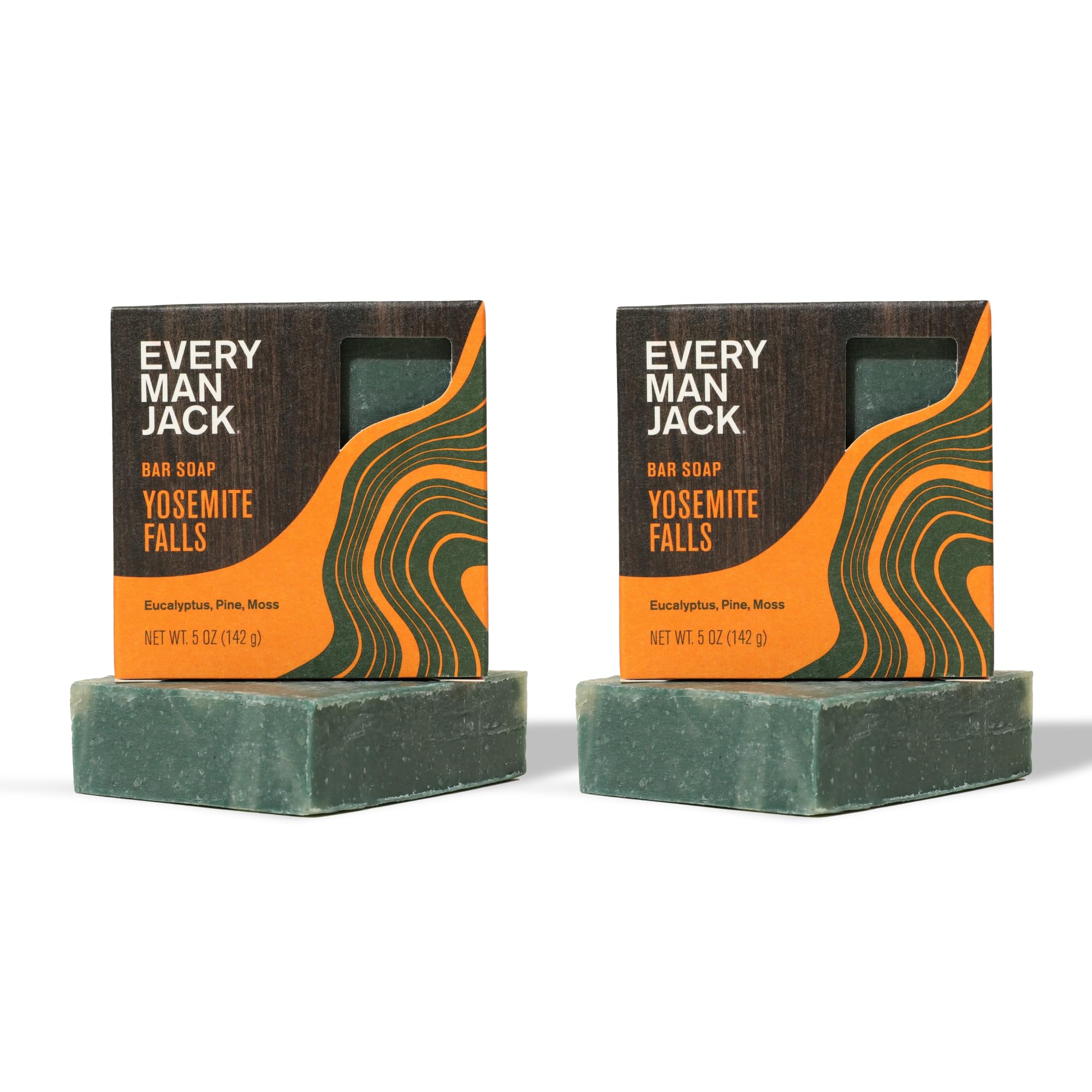 Every Man JackCold Plunge Mens Bar Soap - Yosemite Falls Scent with notes of Earthy Eucalyptus and Invigorating Pine - Deeply Cleans, Hydrates with Naturally Derived Ingredients - 5oz 2 Pack
