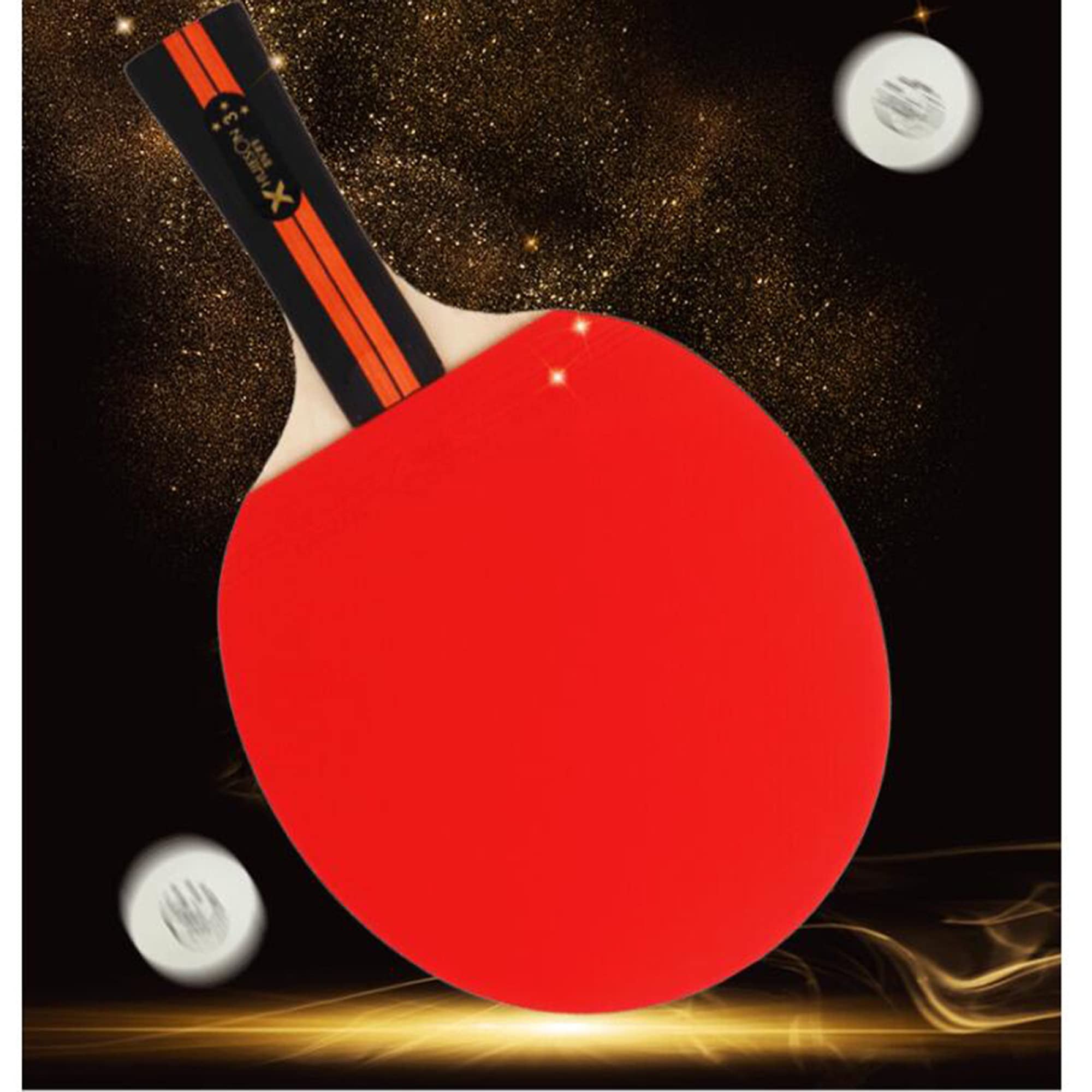 Set da Ping Pong, Set di Racchette da Ping Pong, Racchette da Ping Pong Sportive, Racchetta da Ping Pong ricreativa per Principianti e Famiglie/3 Stelle/Manico Corto
