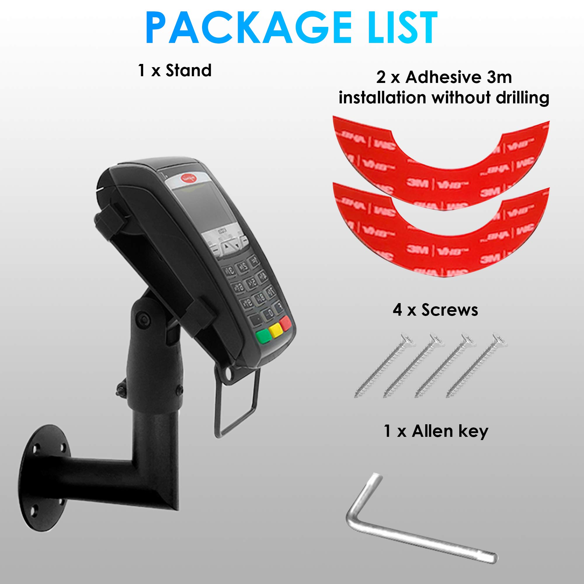 Support Ergonomique pour Terminal de Paiement Ingenico iCT 220/250 - Support de Terminal de Paiement avec Poignée, Rotation 180°, Inclinaison 45°, Installation mur à mur