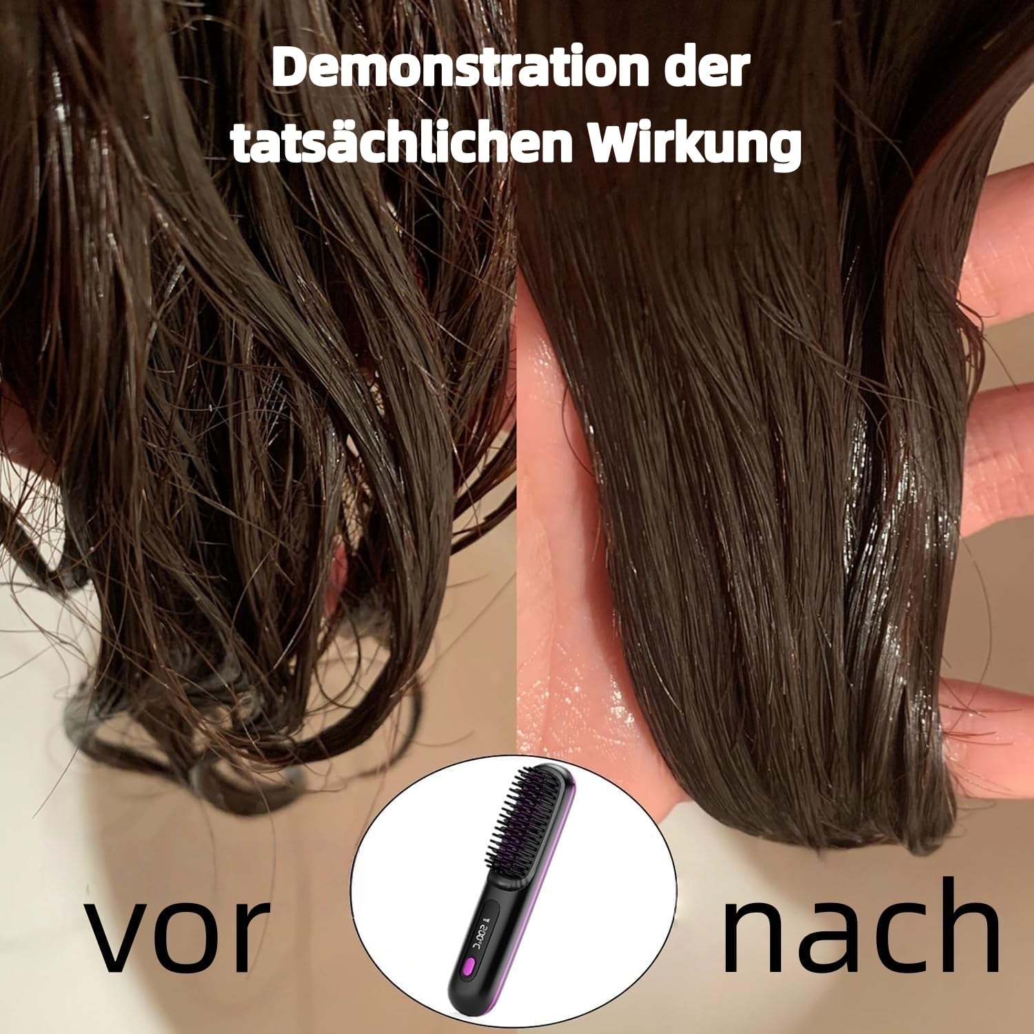 Cefryna Styling Brush for Short Hair-Wiederaufladbarer kabelloser Glättungskamm mit 4000 mAh Kapazität Erzielen Sie jederzeit und überall makellose glatte, gewellte oder lockige Frisuren. (Weiß)