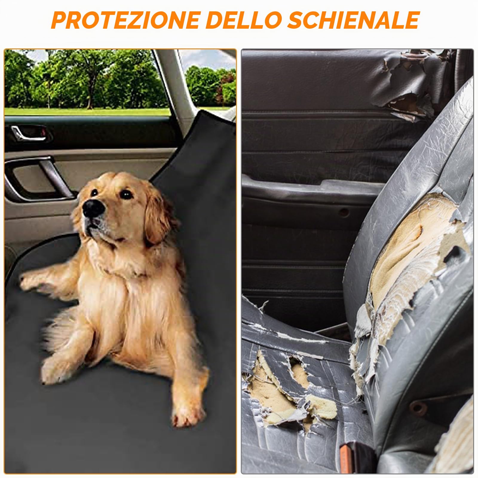 Coprisedile Auto per Cani, Coprisedile Posteriore Auto per Cani, Telo Cane Sedili Posteriori, Telo Bagagliaio per Cani, Impermeabile Universale Protezione Della Fodera