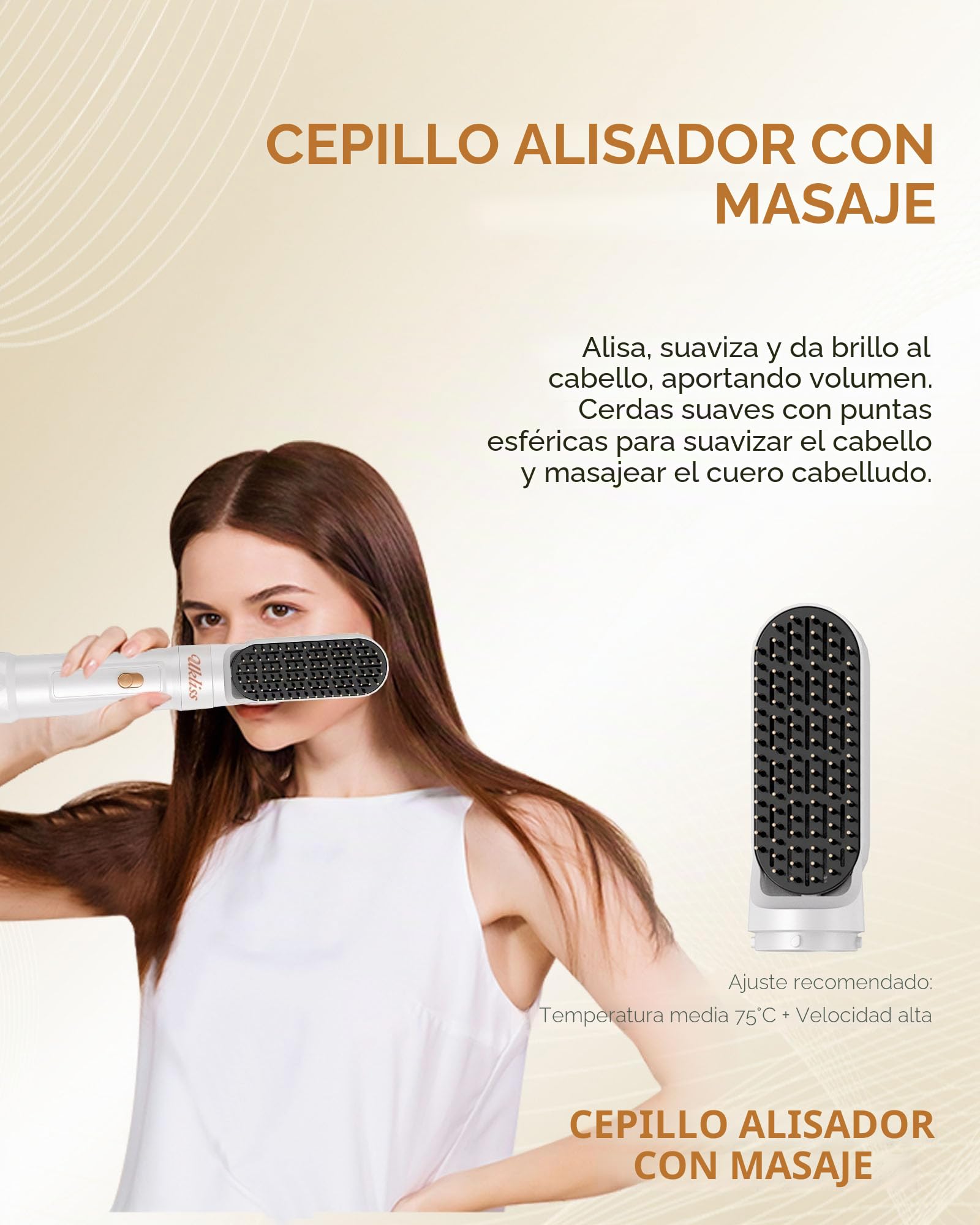Secador Pelo Profesional 6 en 1, UKLISS Airstyler Set con Rizador Pelo Automatico, Hair Dryer, Cepillo Alisador Pelo, Thermal Brush, Cepillo Secador Hairstyler Set Regalos para Mujeres Styling -Blanc