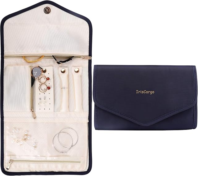 Travel Jewellery Organiser, Foldable Jewelry Storage Roll for Rings, Necklaces, Bracelets, Earrings, Large Capacity without Crease, Portable Storage Bag Holder Organizer for Travel/Daily Use