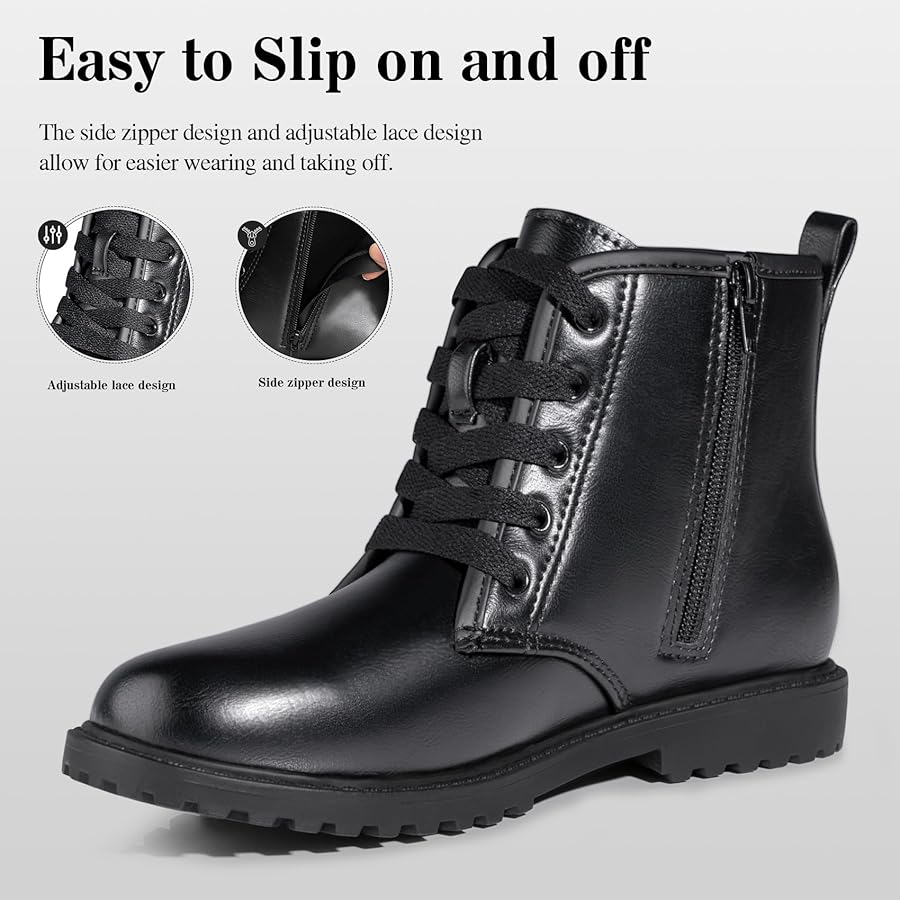 Amazon.com | FITORY Girls/Boys Ankle Combat Boots with Side Zipper