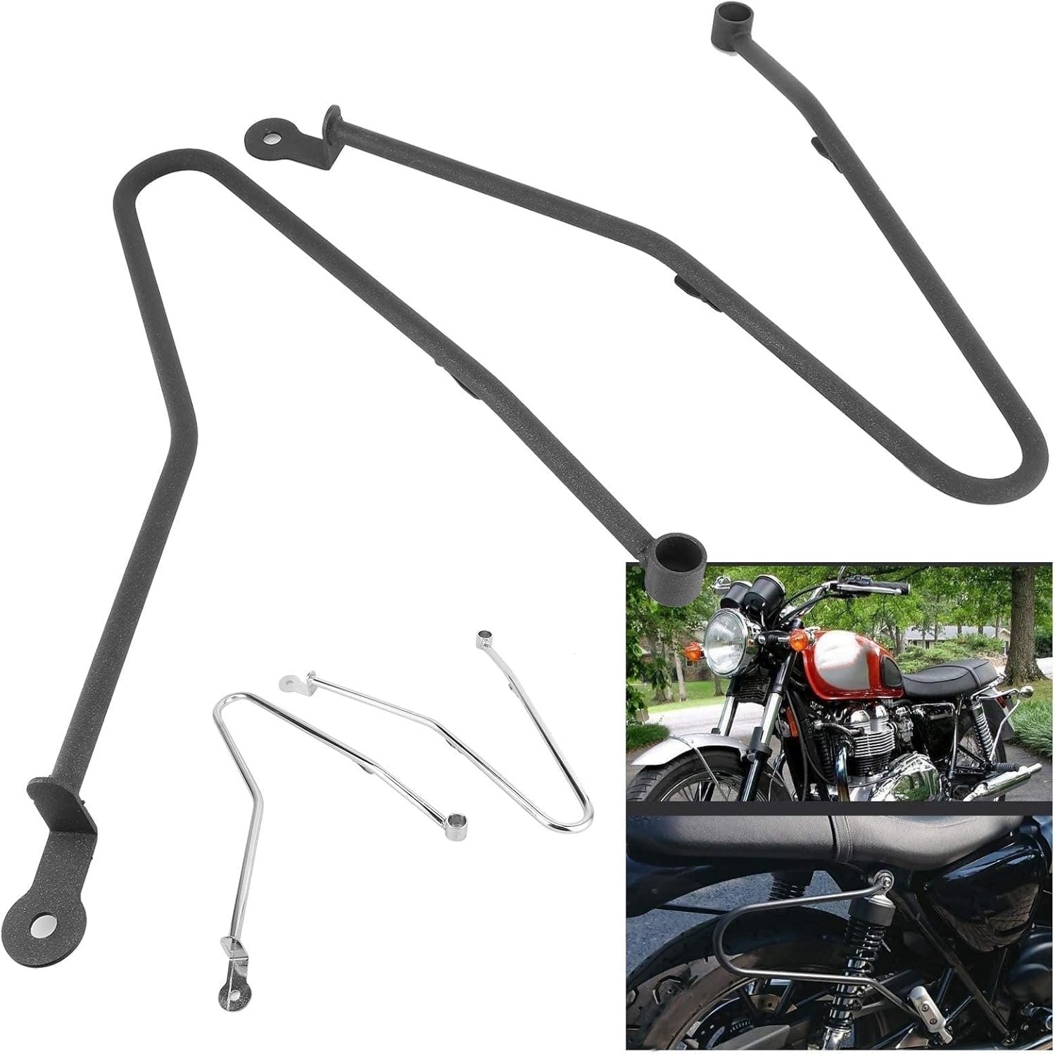 Barras de Soporte de alforjas Aramox para Bonneville T100 / Thruxton 900, Soporte de Protecci¨®n de Montaje de Barras de Soporte de alforjas(Plata)