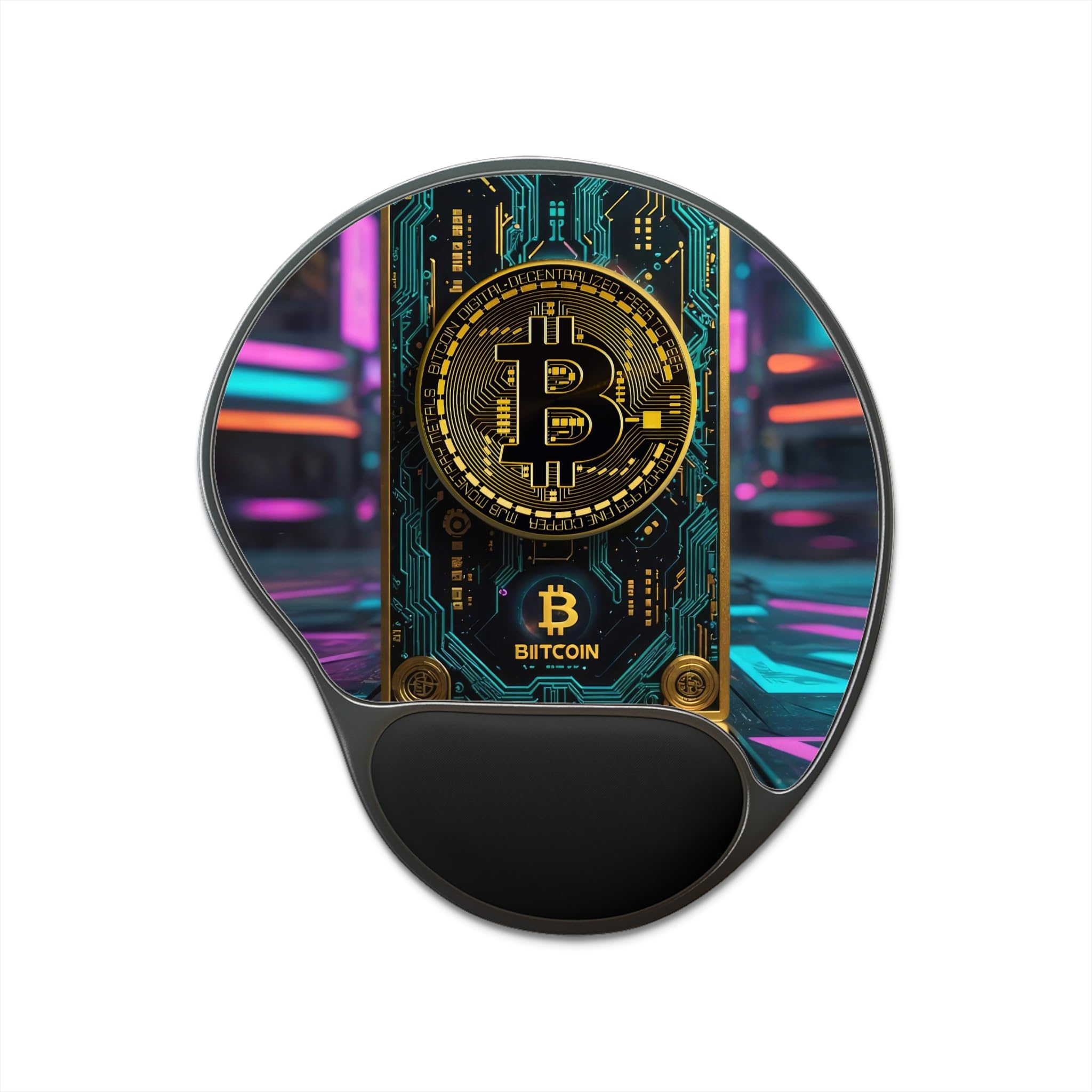 Bitcoin-Themed Mouse Pad with Wrist Rest Ergonomic Crypto Desk Mat Cryptocurrency Computer Accessory for Office or Home