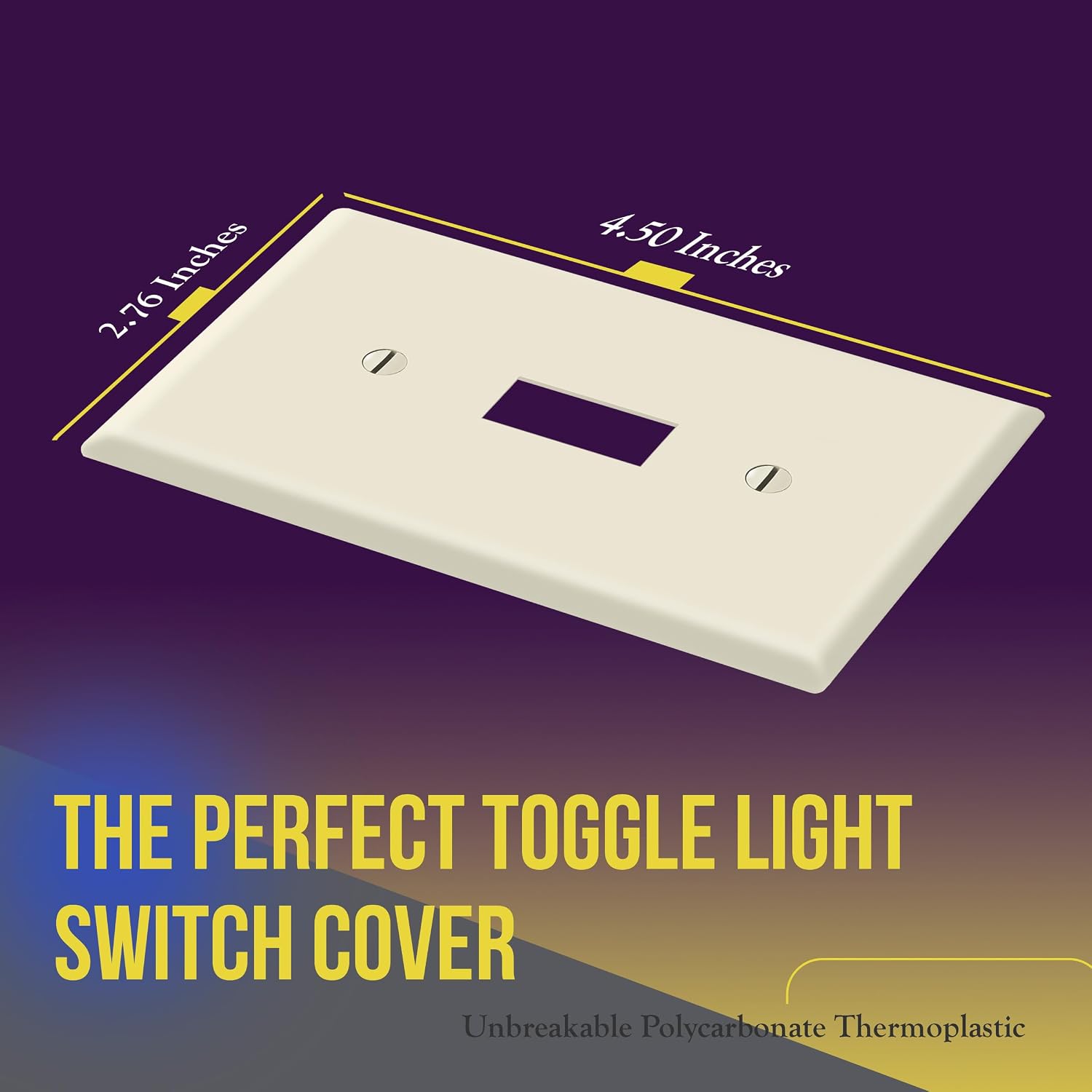 ENERLITES Toggle Light Switch Wall Plate, Standard Size 1-Gang 4.50" x 2.76", Unbreakable Polycarbonate Thermoplastic, UL Listed, 8811-LA-10PCS, Light Almond, 10 pack | Unbreakable polycarbonate, standard size 4.50" x 2.76", 1-gang, UL Listed, glossy finish, easy to install, wide compatibility