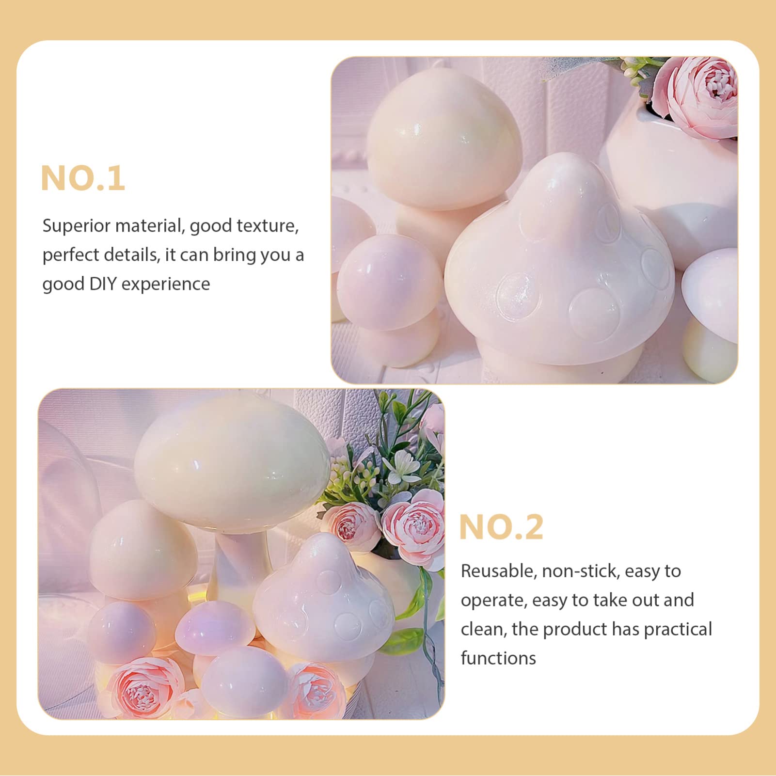 Lurrose 2 Ensembles Moule À Champignons Grands Moules À Moules pour Moules À Sucettes Glacées Moule À Cake Pops Moules À Cire Moules À Glaces Gel De Silice 6 Pièces * 2