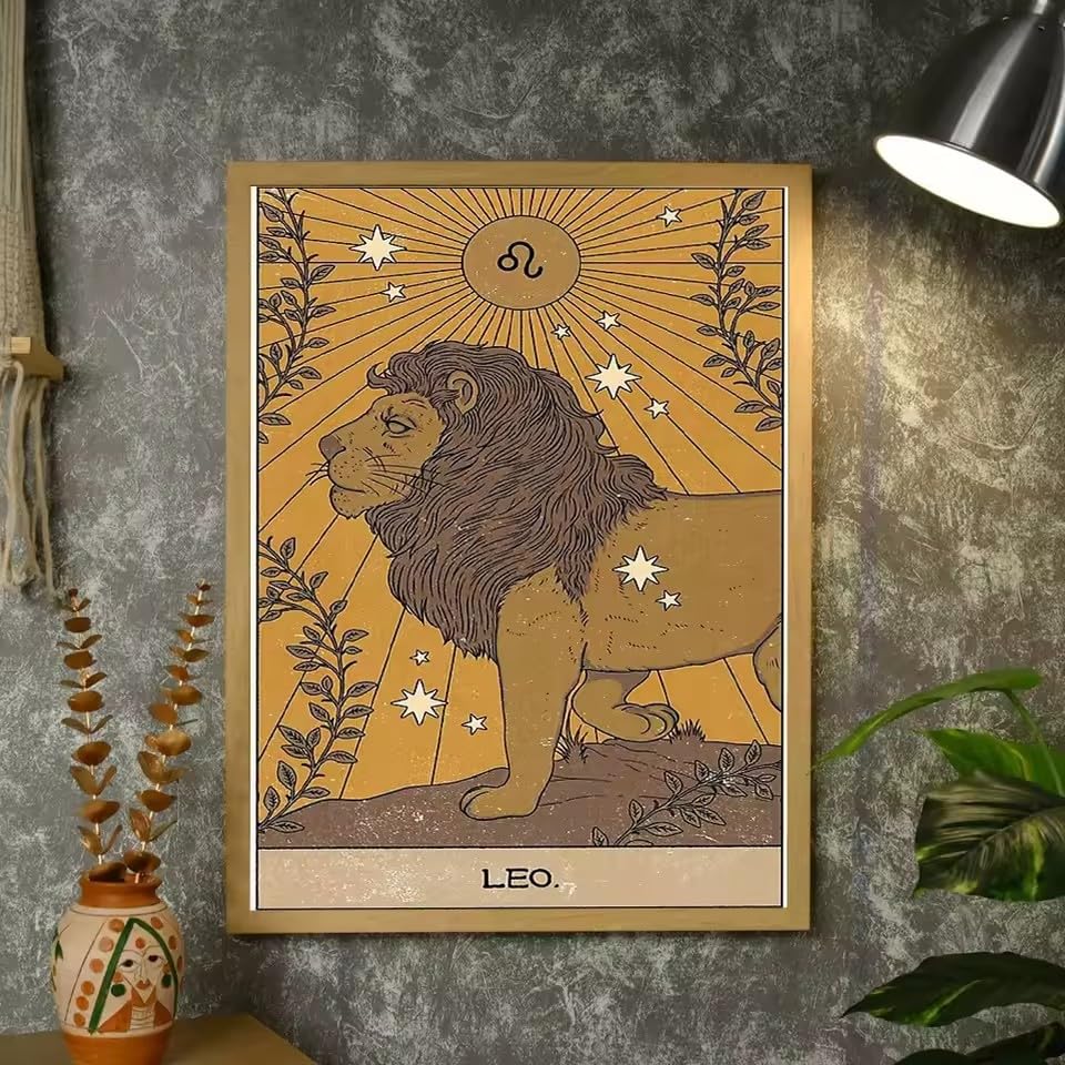 Toile lion vintage moderne décoration salon milieu du siècle 70x100