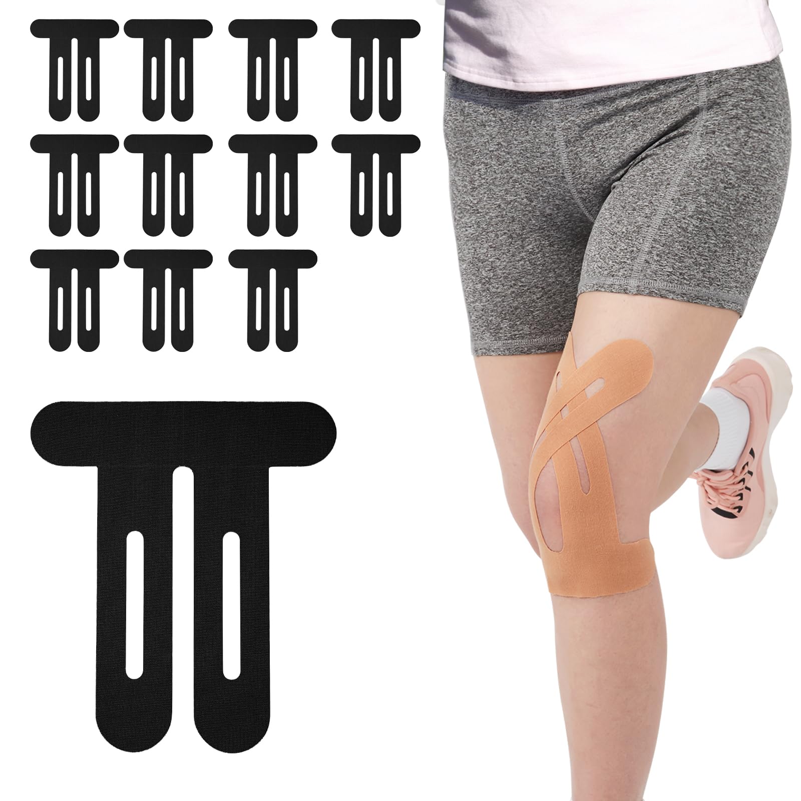 Kinesiology Tape for Knee 12 Pack Precut Knee Tape for Muscle Joints Athletic Sports Tape for Knee Support