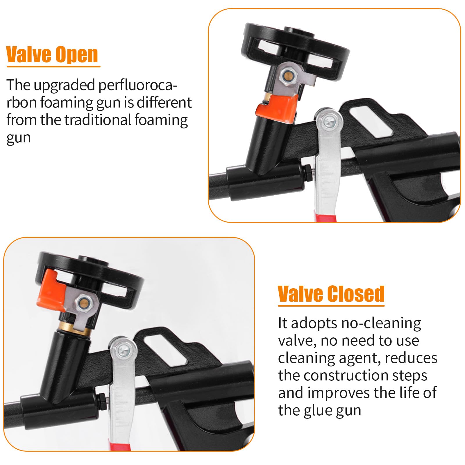 Pistola per Schiuma Costruzione, Pistola Schiuma Poliuretanica non Serve Detergente con 2 Tubi, 2 Ugelli e Impugnatura Ergonomica, Pistola Schiuma Espansa PU per Sigillare, Riempimento, Domestico