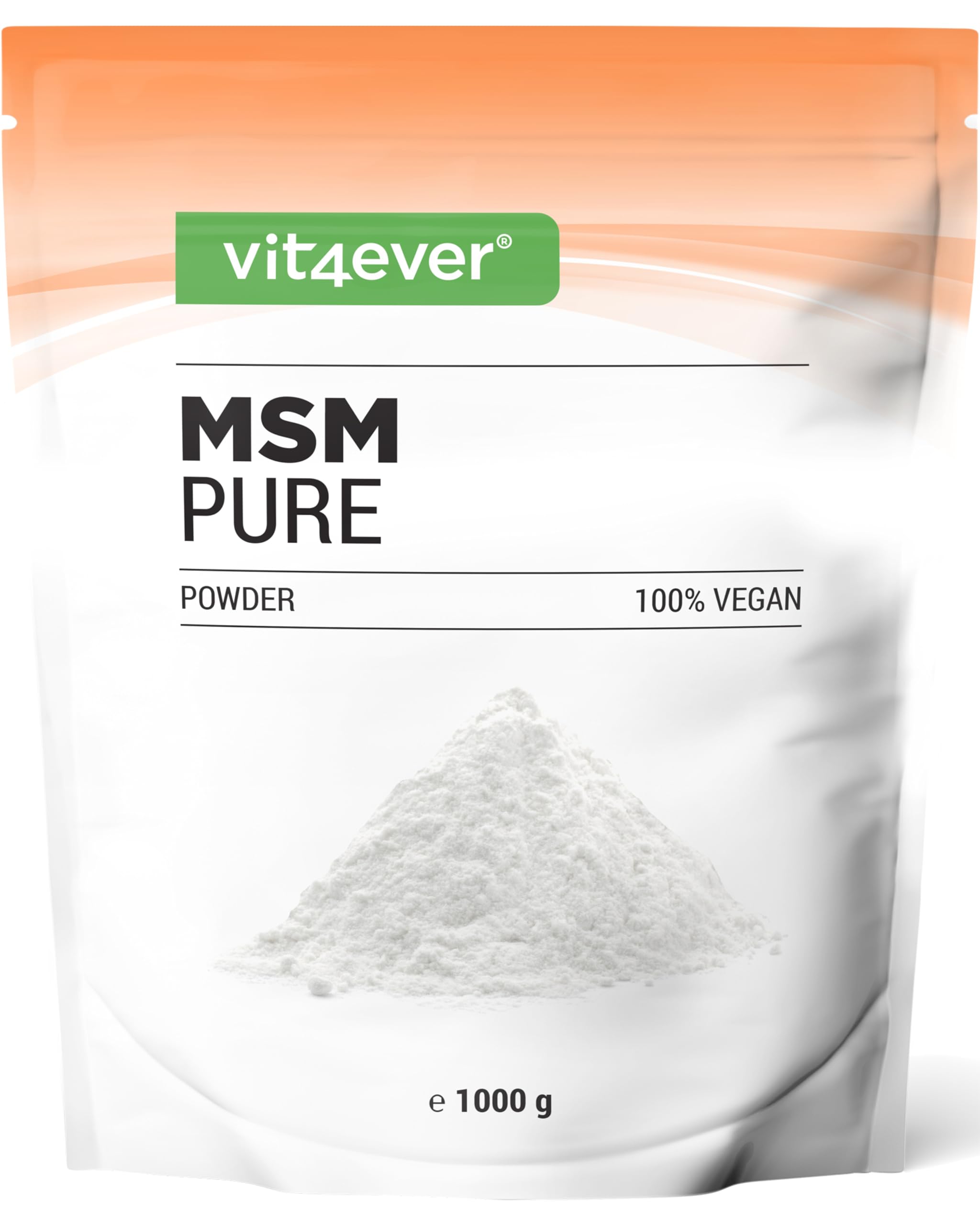 Poudre de MSM - 1 kg (1000 g) - 99,9% de Méthylsulfonylméthane Cristallin Pur - Facteur Mesh 40-80 - Soufre Organique - Végane, Sans Additifs