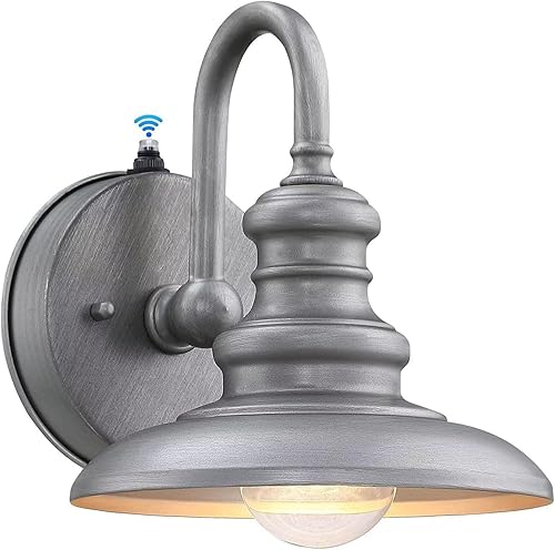 LONEDRUID Sensor de anochecer a amanecer, aplique de pared exterior con cuello de cisne para exteriores, lámpara de pared exterior rústica,