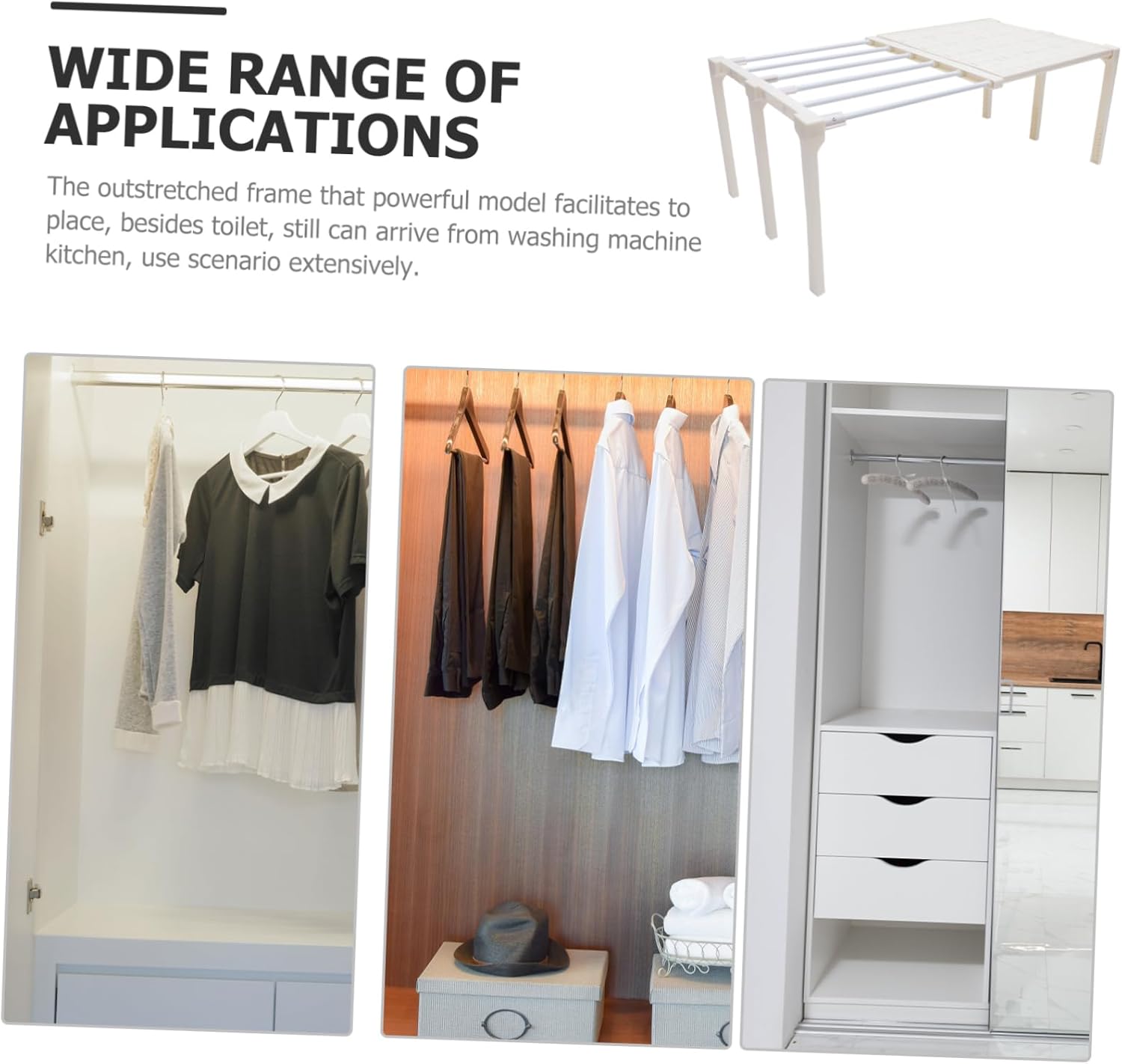 PRETYZOOM Adjustable Detachable Closet Organizer Shelf System Versatile Storage for Clothes Kitchen and Bathroom Wide Long High