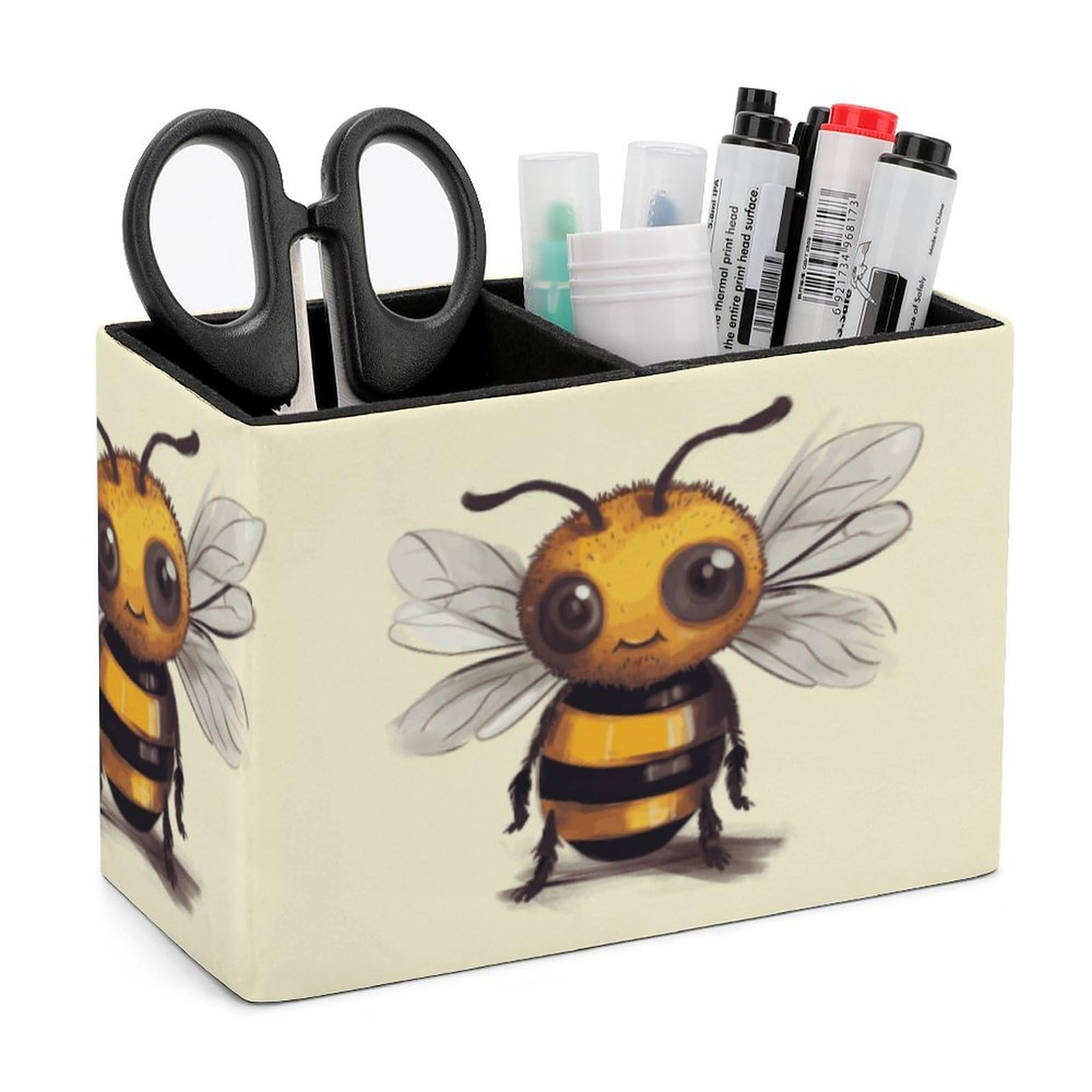 Porte-crayons cuir imprimé animal mignon avec rangement bureau carré