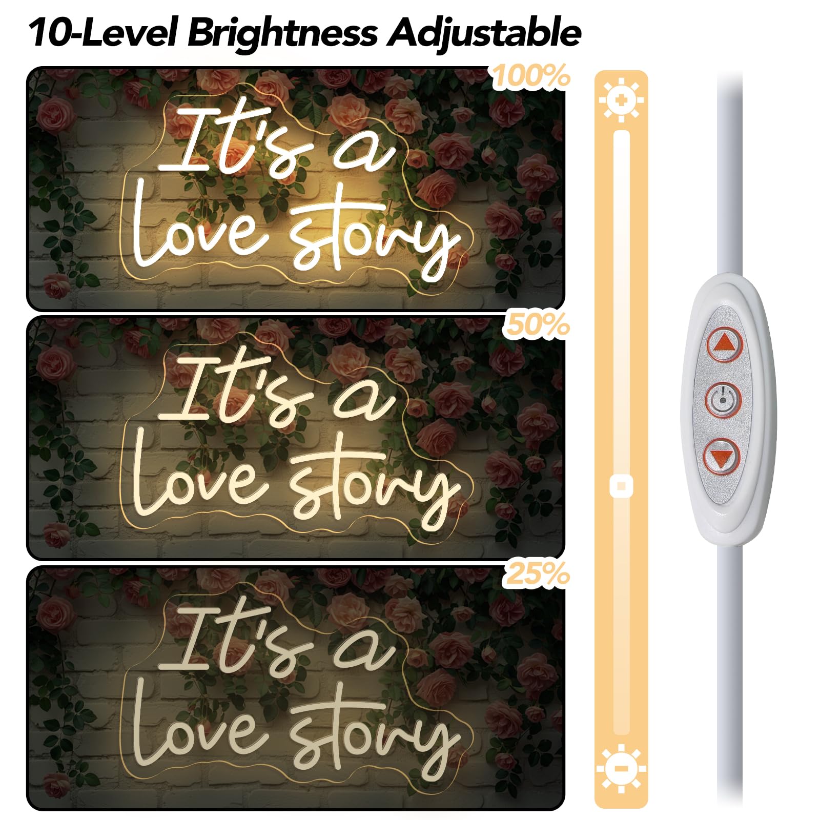Neonowy znak LED "It's a Love Story", ciepłe białe światło