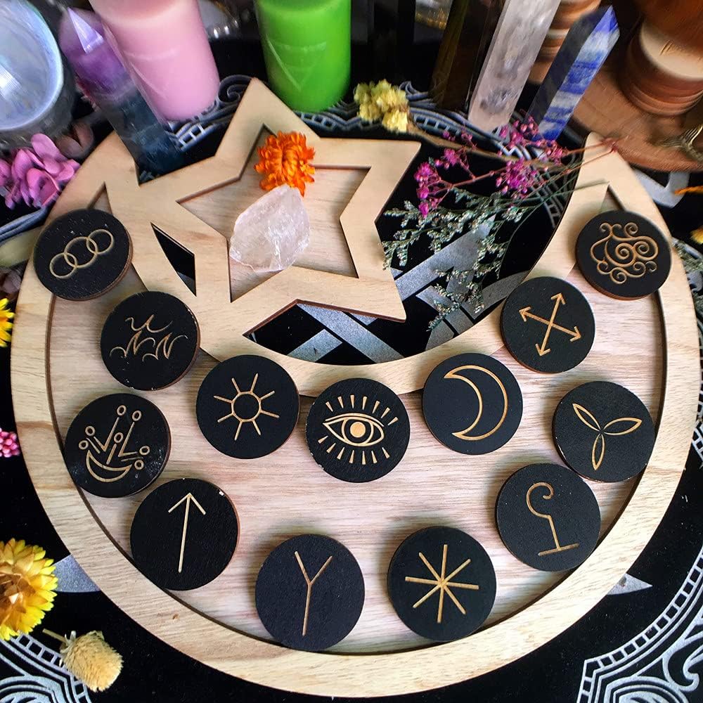 Okdokey Wood Runes Set Engraved Gypsy Symbol for Meditation Divination ...