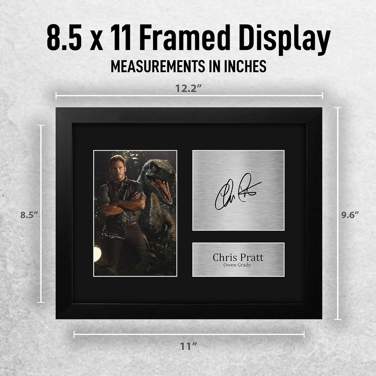 HWC Trading Chris Pratt Jurassic World Framed Gifts Printed Signed Autograph Picture for Movie Memorabilia Fans - US Letter Size