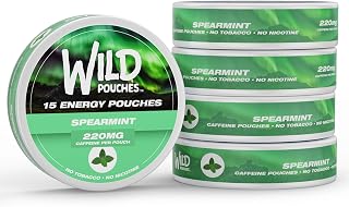 Wild 5 Pack 220mg Caffeine Pouches Nicotine Free Spearmint - 15 x Energy Pouches - Caffeine Pouch