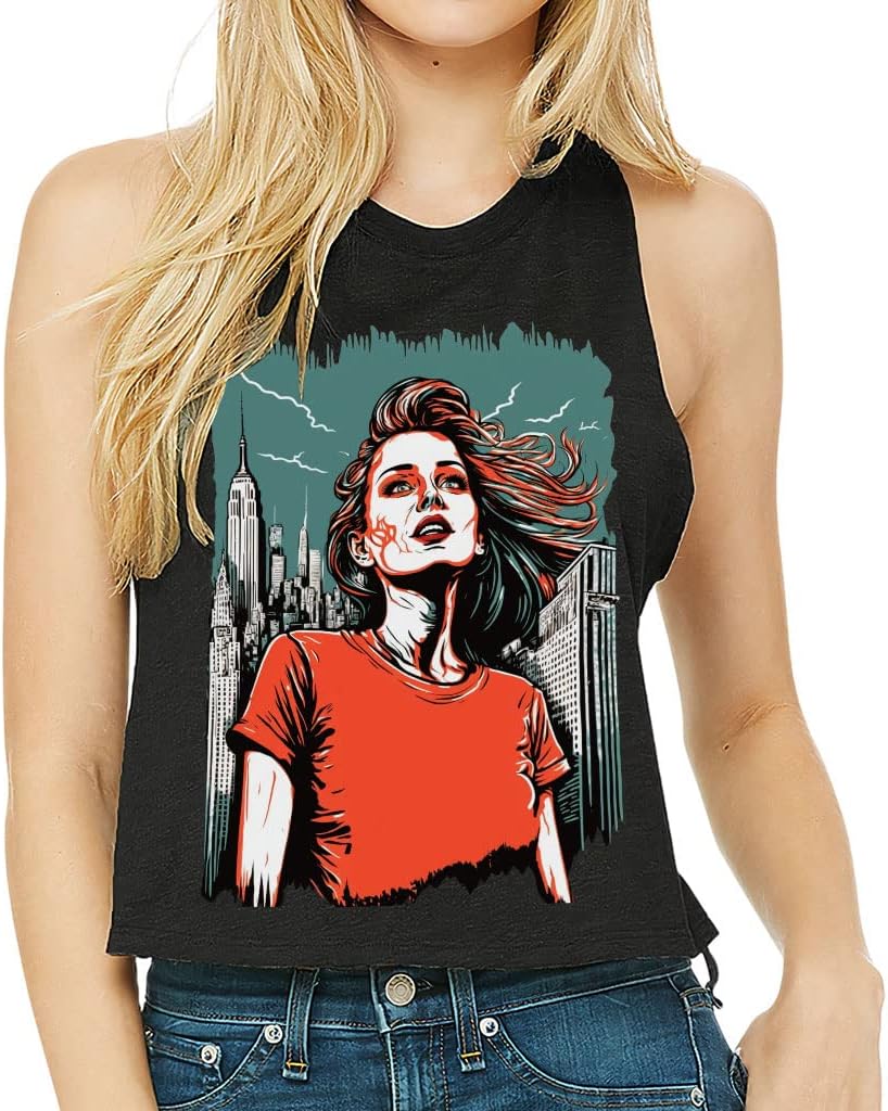 Pop Art Racerback Cropped Tank - Cool Design Women's Tank - Themed Tank Top