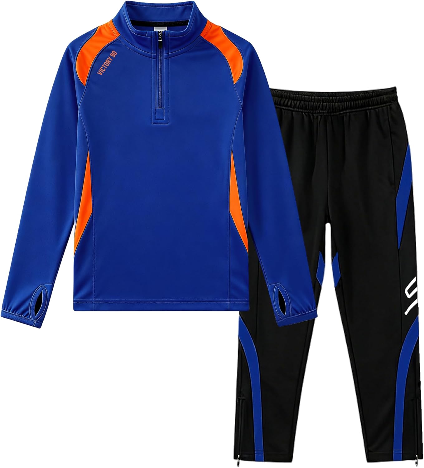 Boys Tracksuit 2 Piece Quarter Zip Long Sleeve Jersey & Pants Athletic Set