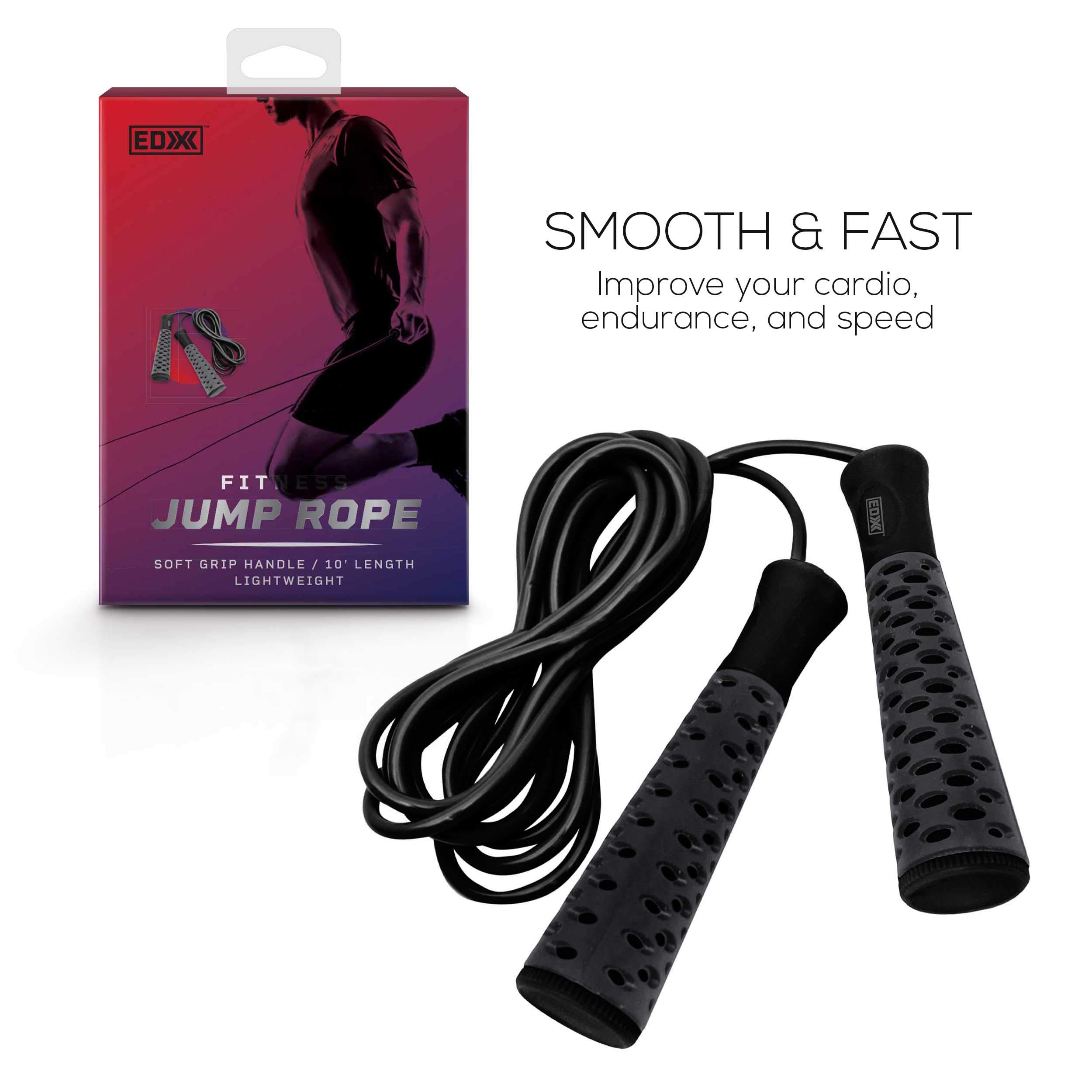 EDX Jump Rope for Fitness, Workout, Exersise - Tange-Free, Hand Grip | 10 ft