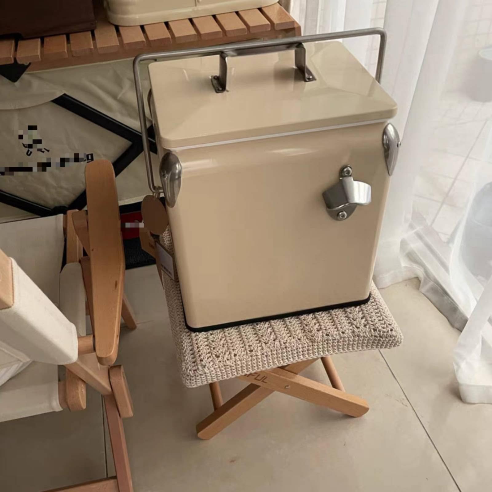 Metallkühlbox Kühlend Kühlbox mit Tragegriff Funktional Tragbare Kühlbox für Camping, Picknick, Roadtrips