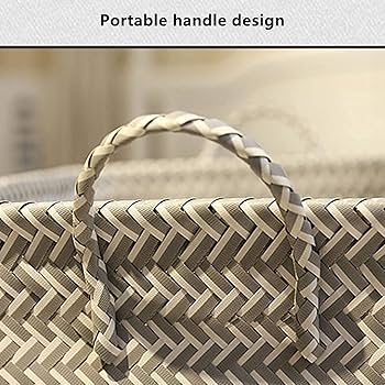 Amazon.co.jp: 厚手のプラスチック製織布バスケット、ハンドル