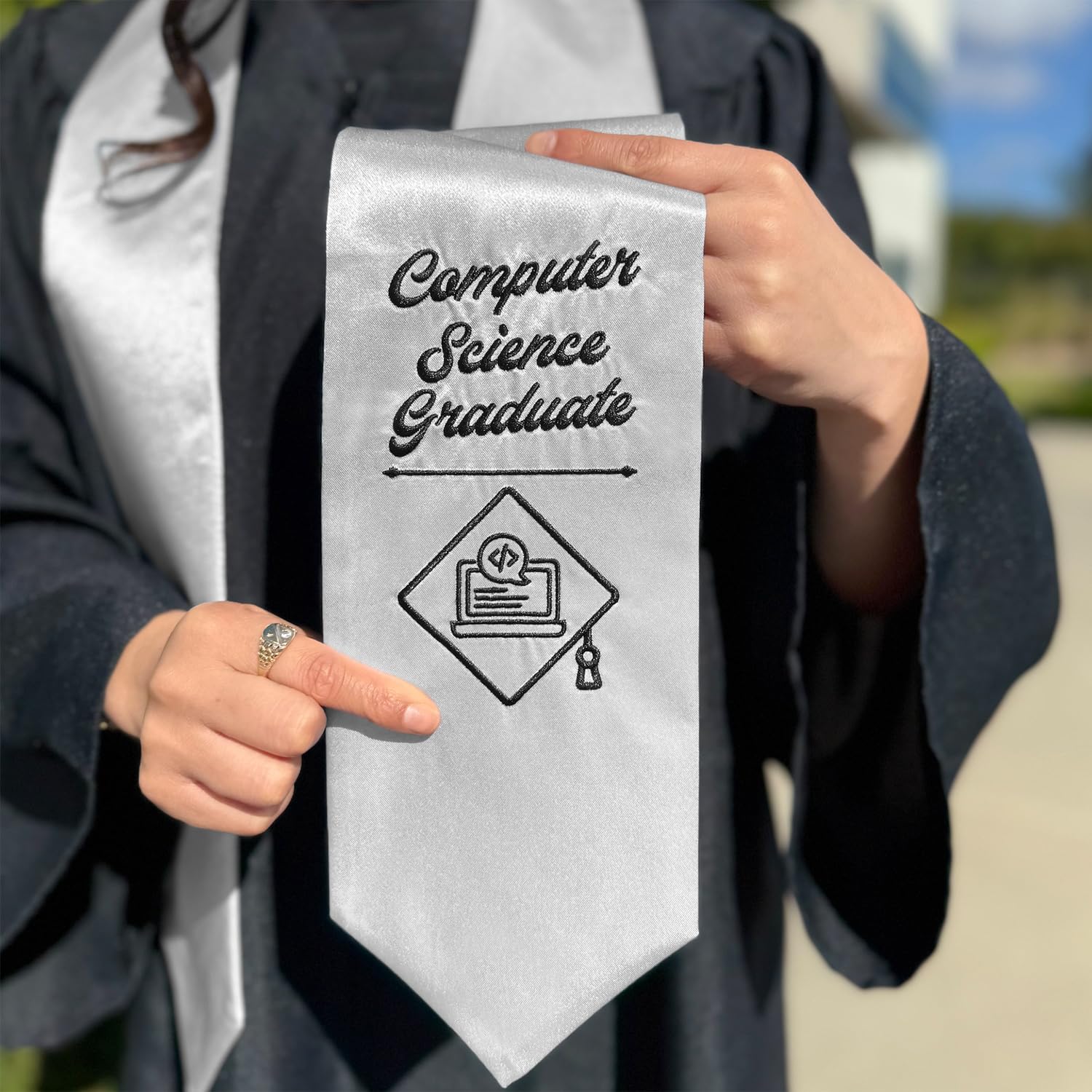 Endea Graduation Computer Science Graduate Stole With Classic Tips - Unisex Adult - 62” Long - Graduation Sash