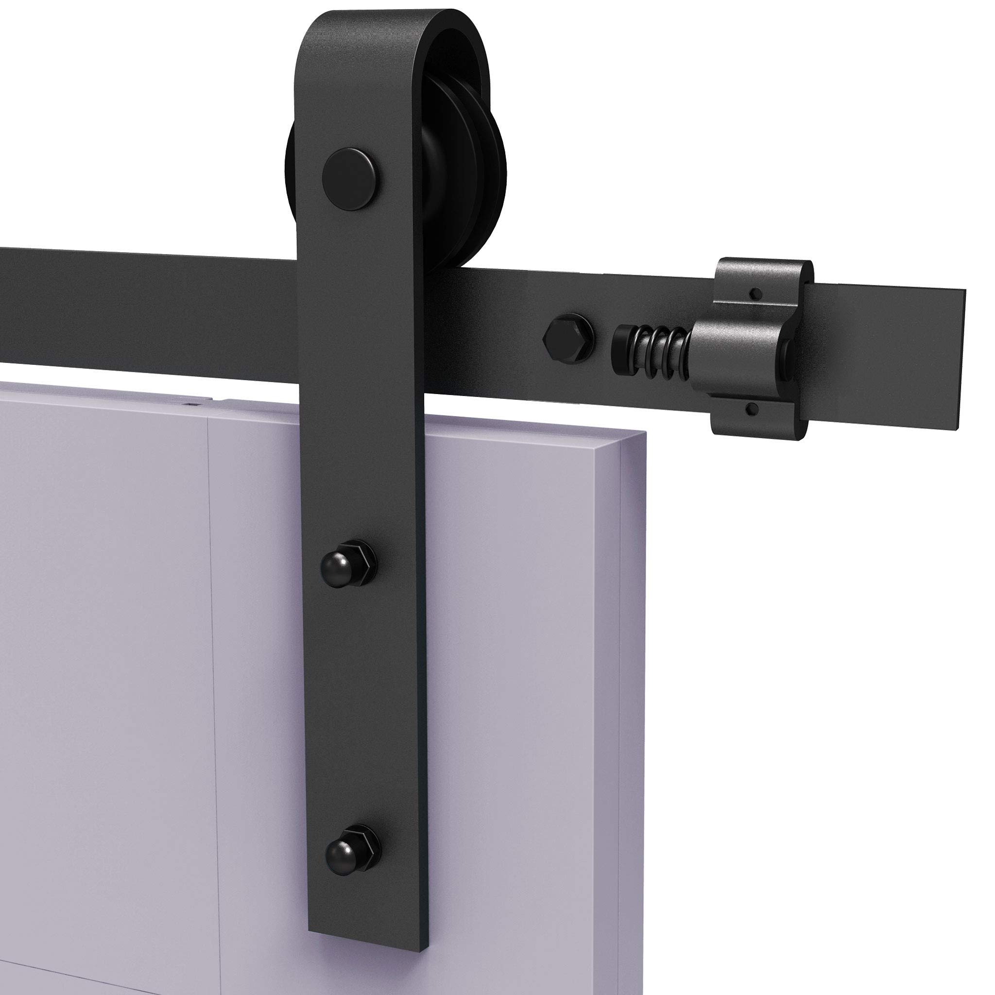 TSMST 7FT/213cm Quincaillerie Kit de Rail pour Porte Coulissante, Kit de Rail de Porte de Grange Robuste Adapté à une Porte en Bois Unique,forme de J…