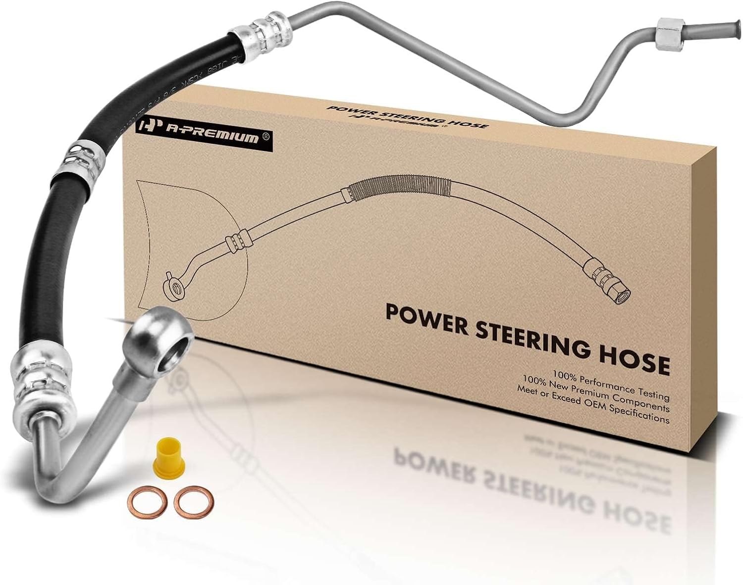 A-Premium Power Steering Pressure Hose Line Assembly Compatible with Kia Sephia 2001, Spectra 2000-2004, 1.8L, with Washer, From Pump