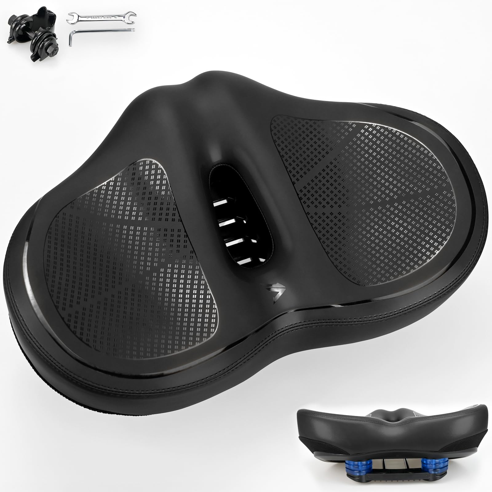 Selle de vélo surdimensionnée confortable pour homme et femme, selle de vélo d'appartement extra large, selle de vélo de rechange universelle pour vélo de ville, vélo d'appartement, VTT
