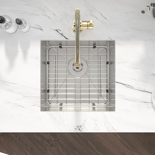 Miniatura 22 de Kichae Fregadero de lavandería de 21 x 18 pulgadas, fregadero de acero inoxidable de 12 pulgadas de profundidad para debajo de la encimera, lavabo