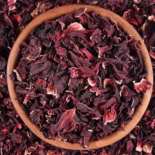 Miniatura 6 de KomBei Té de hojas sueltas de hibisco secas enteras  Flor de Jamaica natural (8 onzas)  Hibiscus Sabdariffa Flores enteras y pétalos  Té de hibisco