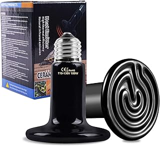 DoRight Ceramic Heat Emitter 100W Infrared Reptile Heat Lamp Bulb No Light Bulbs 100W Ceramic Heater Lamp Reptile Emitter Bulb for Chicks Reptiles Pet Lizard Snake Aquarium Chicken Coop Heater, 2Pack