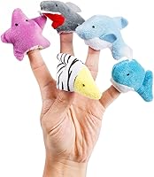 Vista 6 de 20 marionetas de animales para dedo de diferentes dibujos animados hechas de terciopelo suave, juguetes para rellenar cestas de Pascua