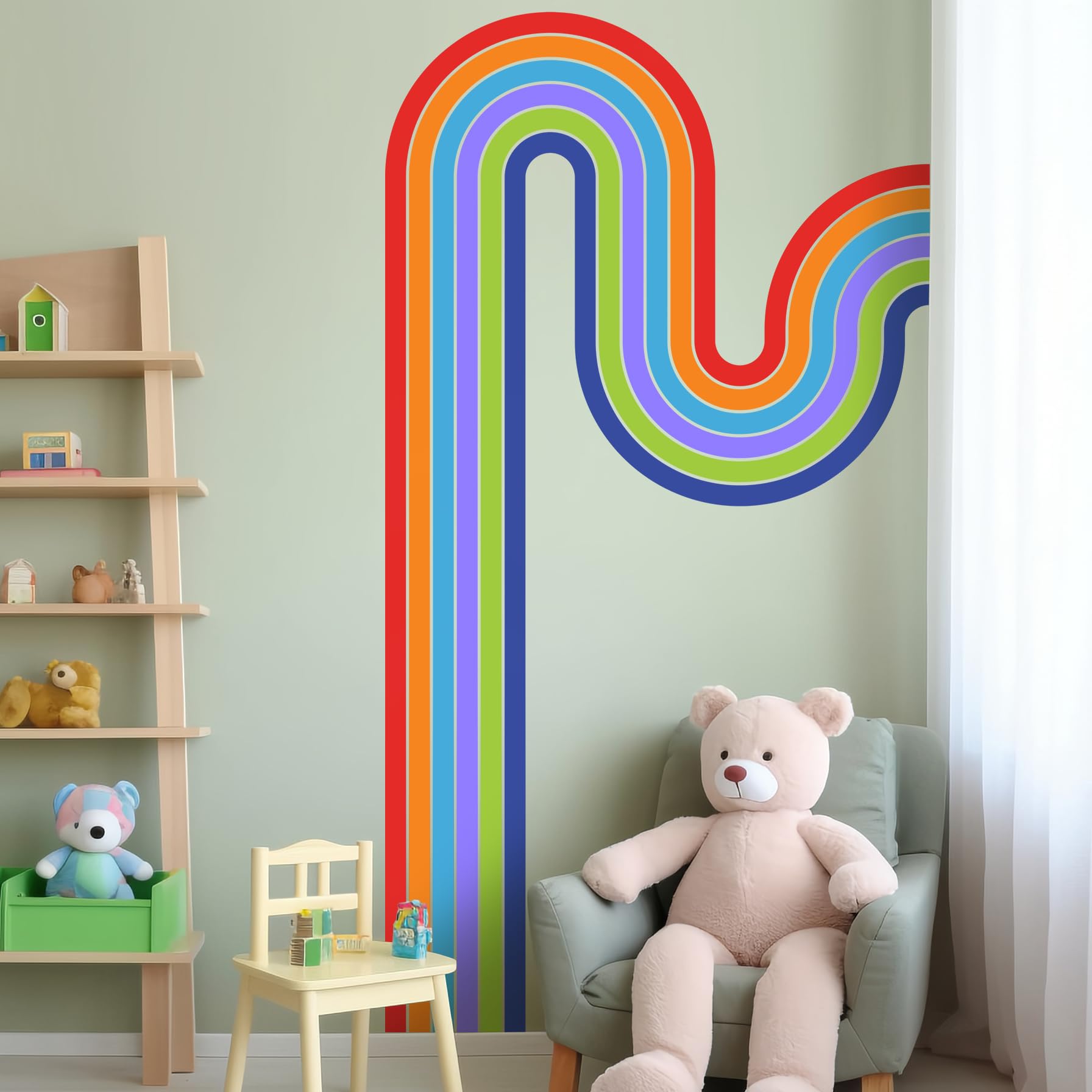 Autocollant mural arc-en-ciel géant sans bulle pour relooker chambre