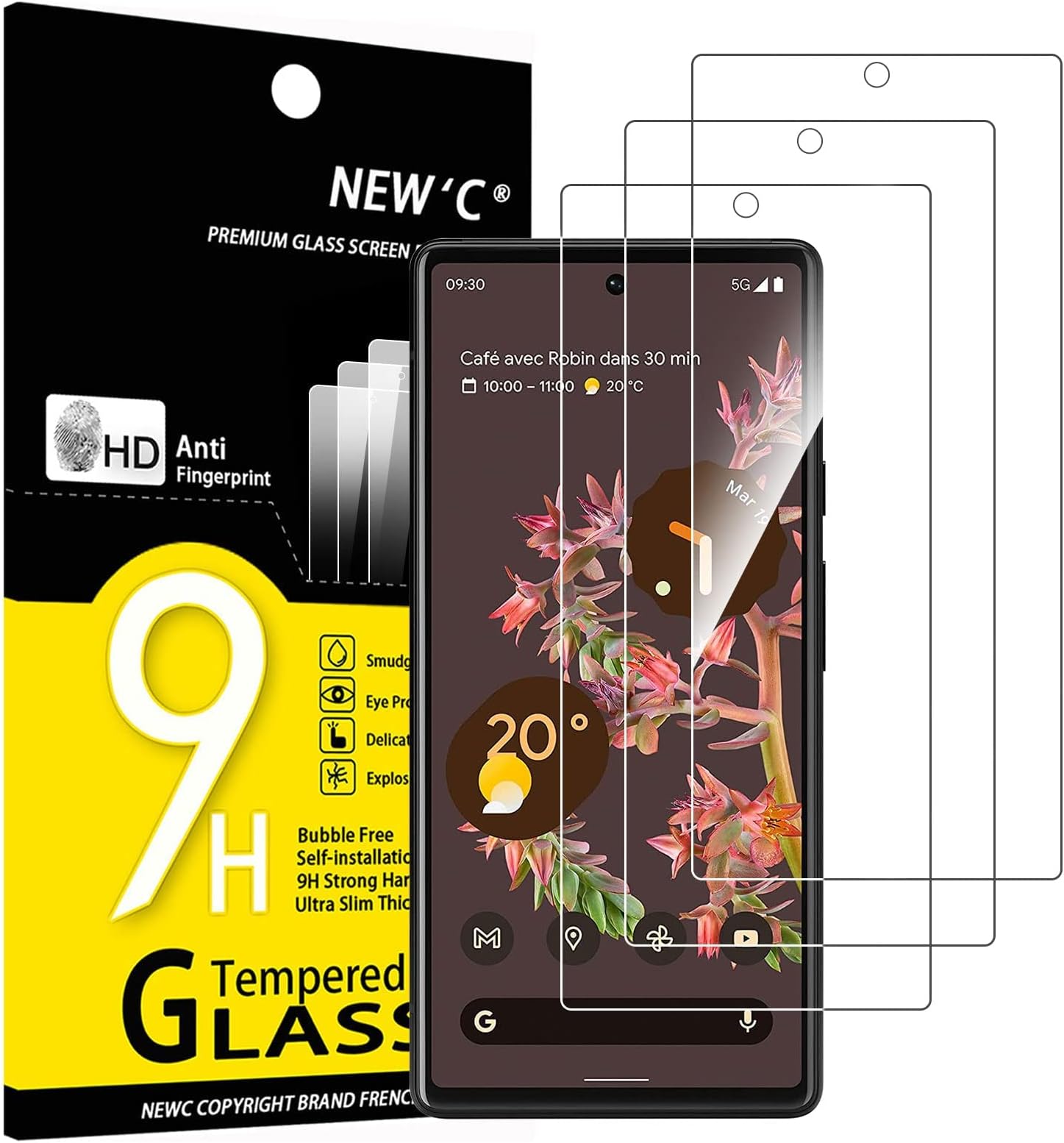 3 Pack Designed for Google Pixel 6 Screen Protector Tempered Glass, Case Friendly Ultra Resistant