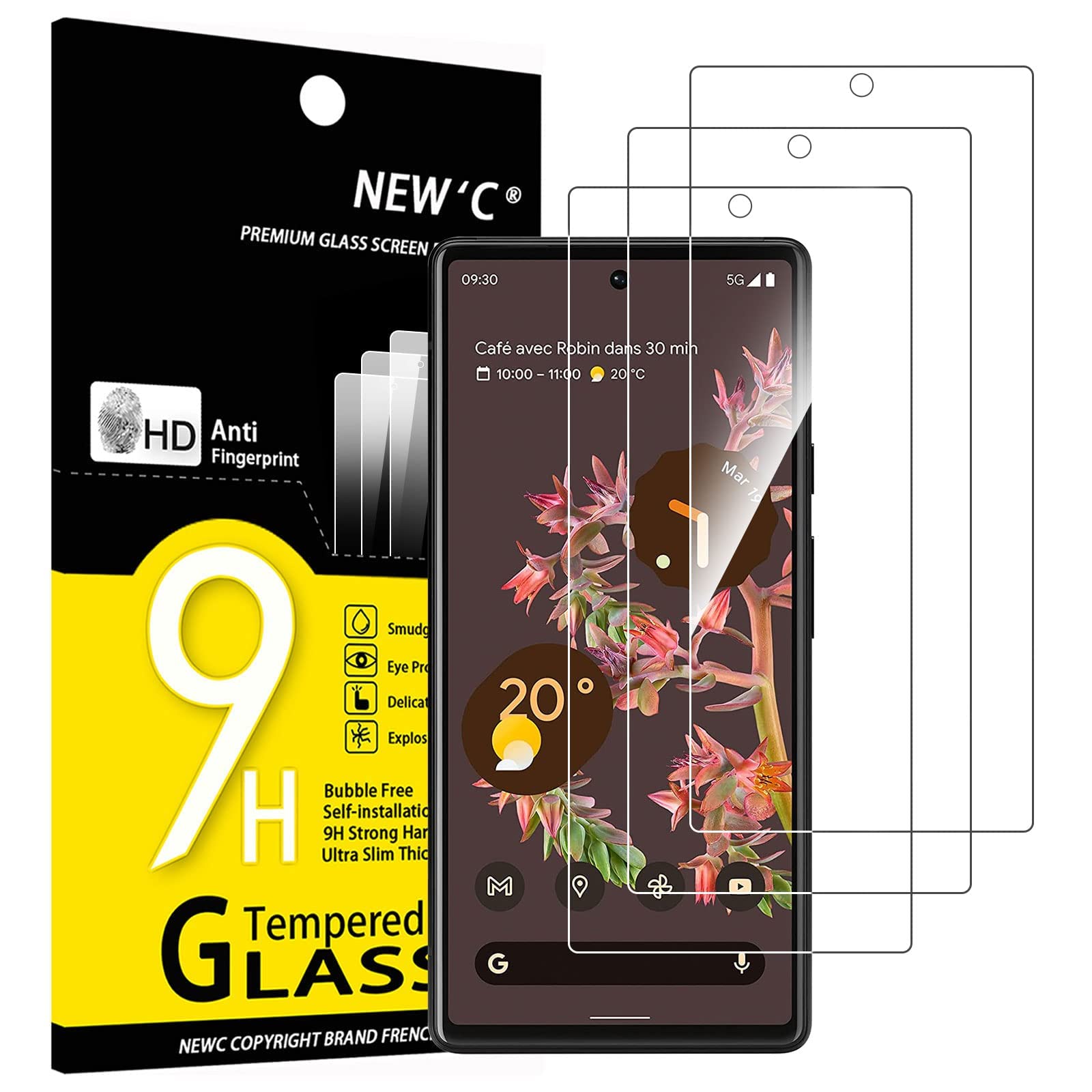 Photo 1 of NEW'C 3 Pack Designed for Google Pixel 6 Screen Protector Tempered Glass, Case Friendly Ultra Resistant