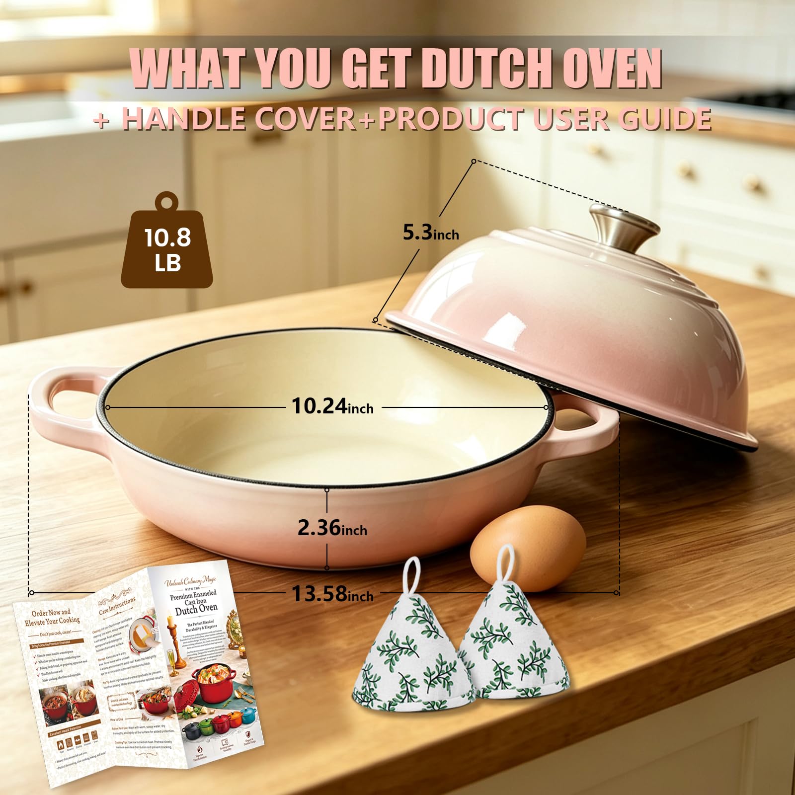 Cast Iron Bread Dutch Oven - 6QT Cream Enamel -6 Cast Iron Bread Dutch Oven - 6QT Cream Enamel -6