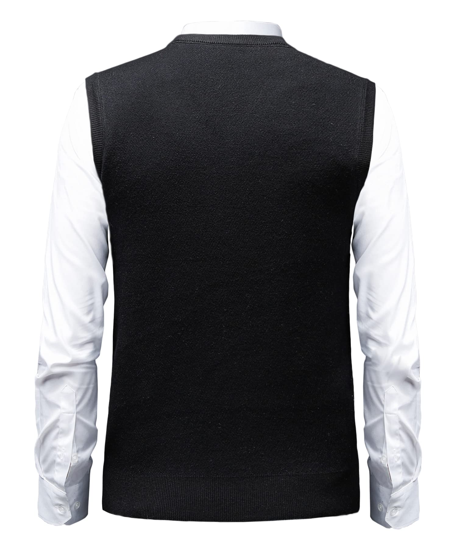 Homme Argyle Gilet en Laine Col en V Classique Cardigan sans Manches Losanges Pull Tricoté Débardeurs pour Automne Hiver