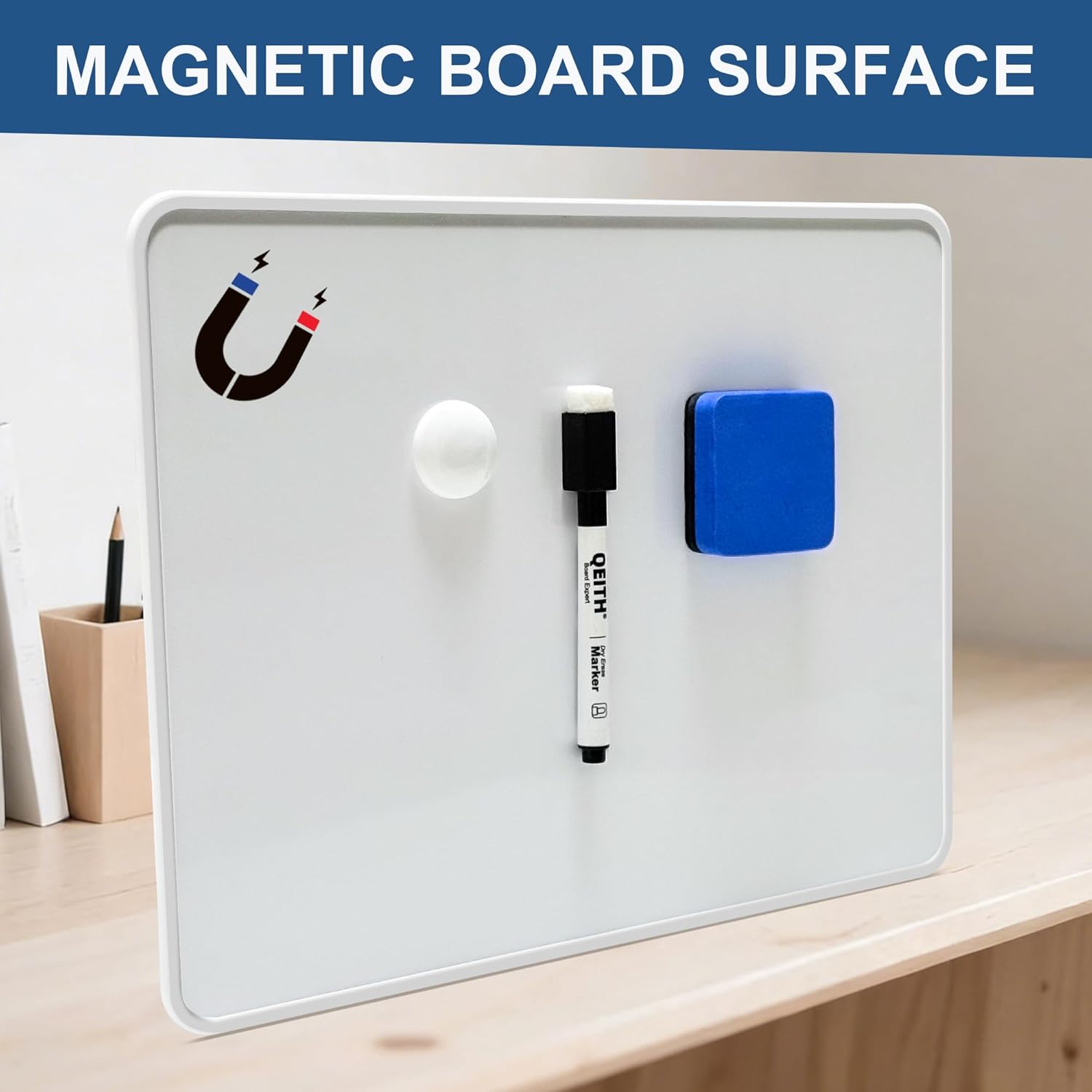 Magnetic Dry Erase Boards, 12 Pack 9 x 12 Inch Double Sided Portable Personal Small Whiteboards, Include 12 Markers, 12 Erasers, 24 Magnets for Kids, Students, Teachers Classroom School Supplies