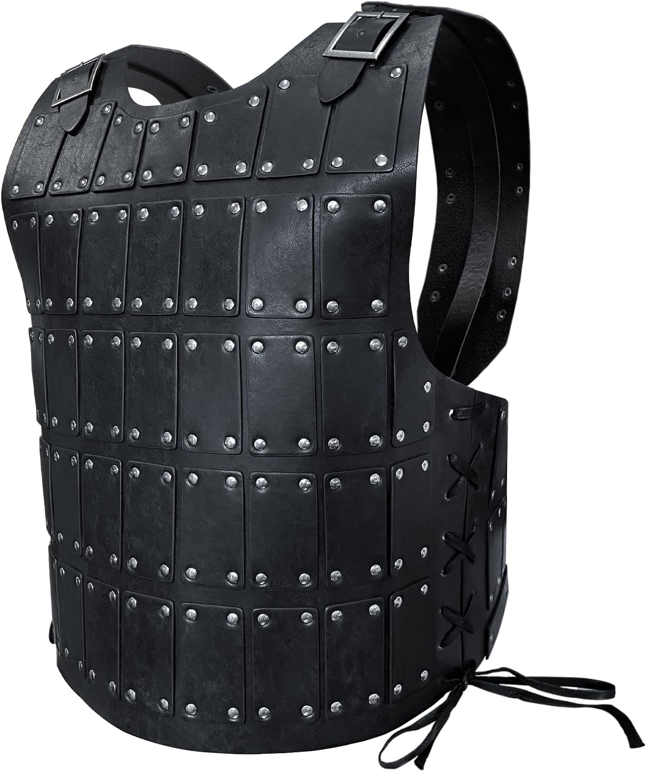 Medieval Studded Leather Armor, Vintage Mercenary Body Armor Faux Leather, Adjustable Chest Armour for LARP Costume