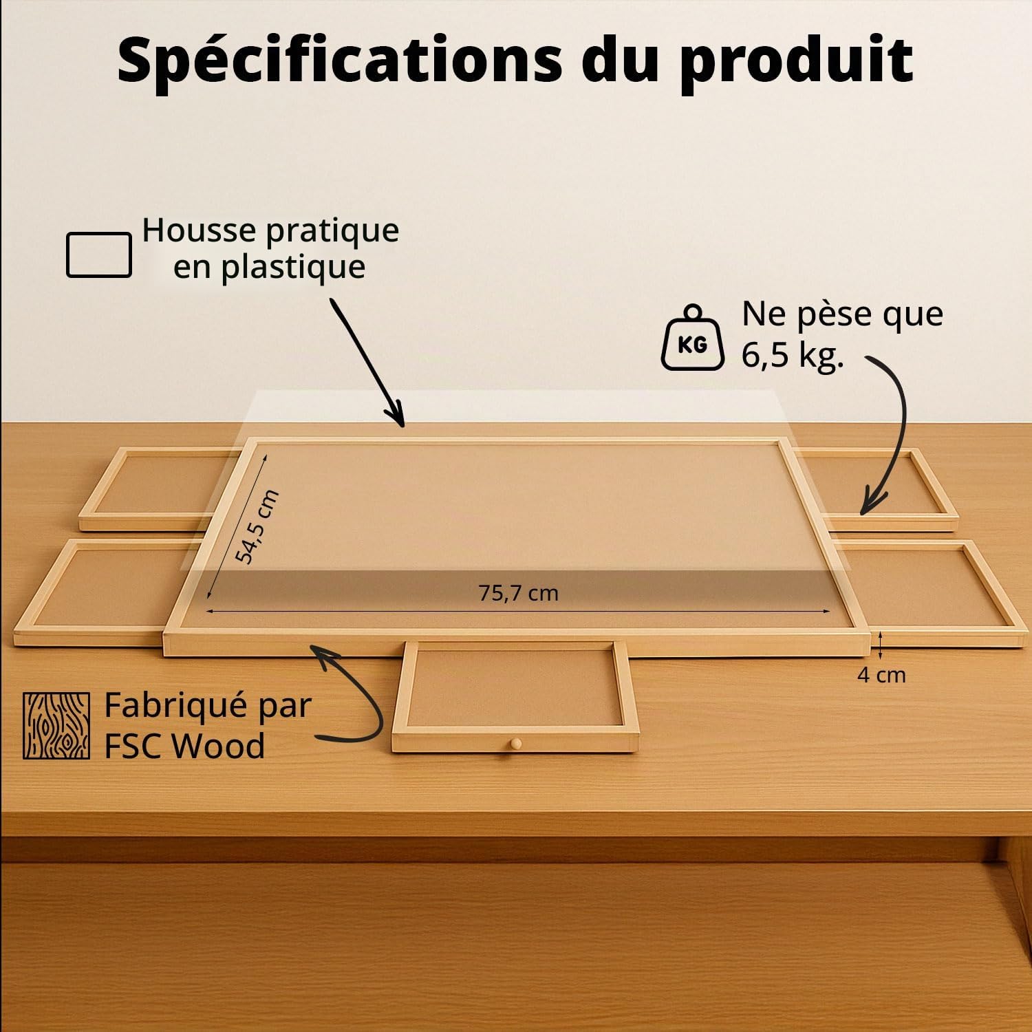 Planche de Puzzle prête à l'emploi avec tiroirs colorés et Tapis de Couverture Planche de Puzzle en Bois de (1000 Stück (Tisch mit Beinen