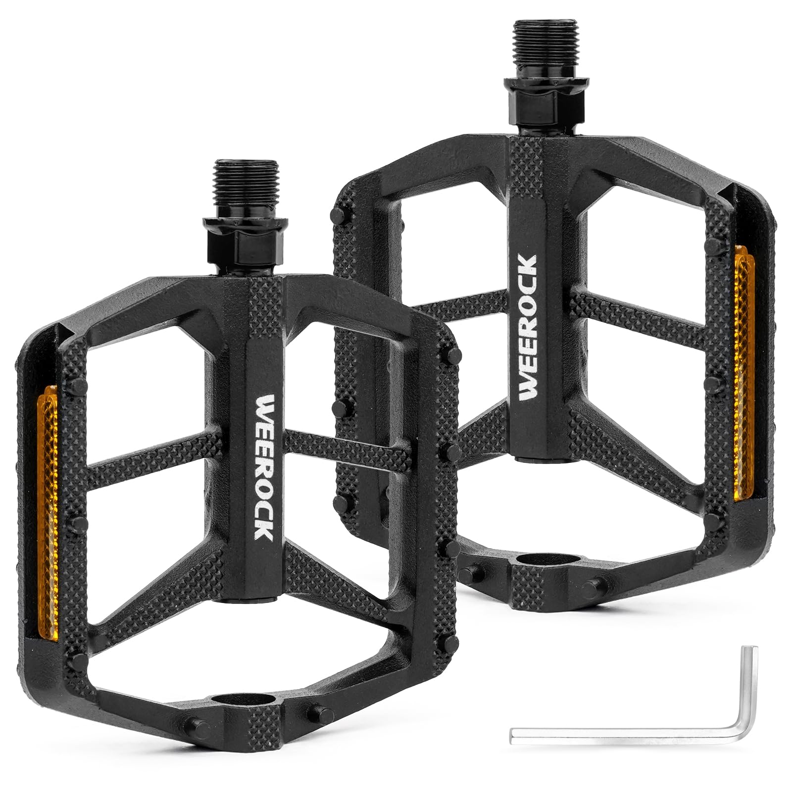 WEEROCK Bike Pedal, 9/16 Inch Bicycle Pedals, MTB Road Bike Pedal, Black